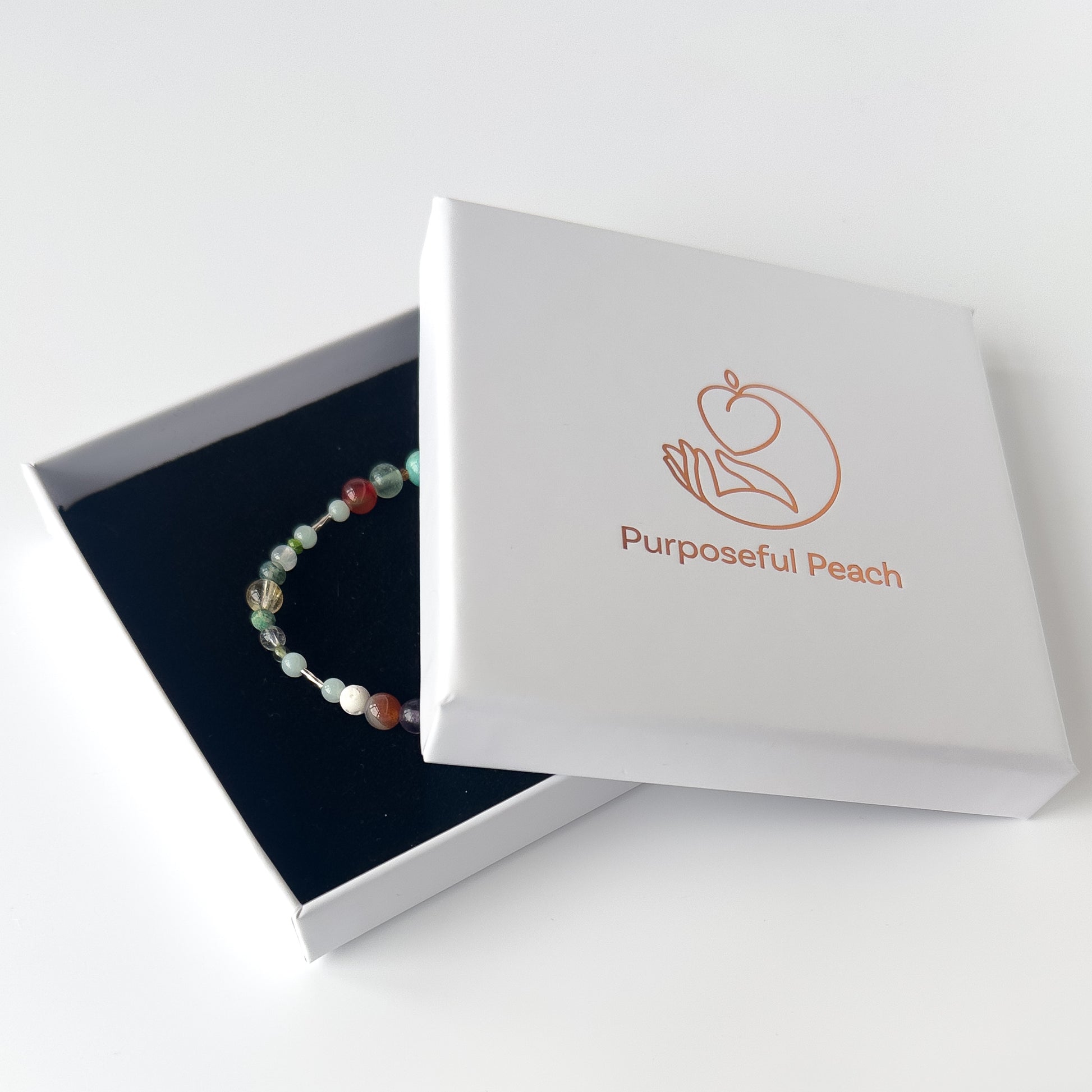 Virgo Healing Crystal bracelet for Willpower in branded Purposeful Peach box