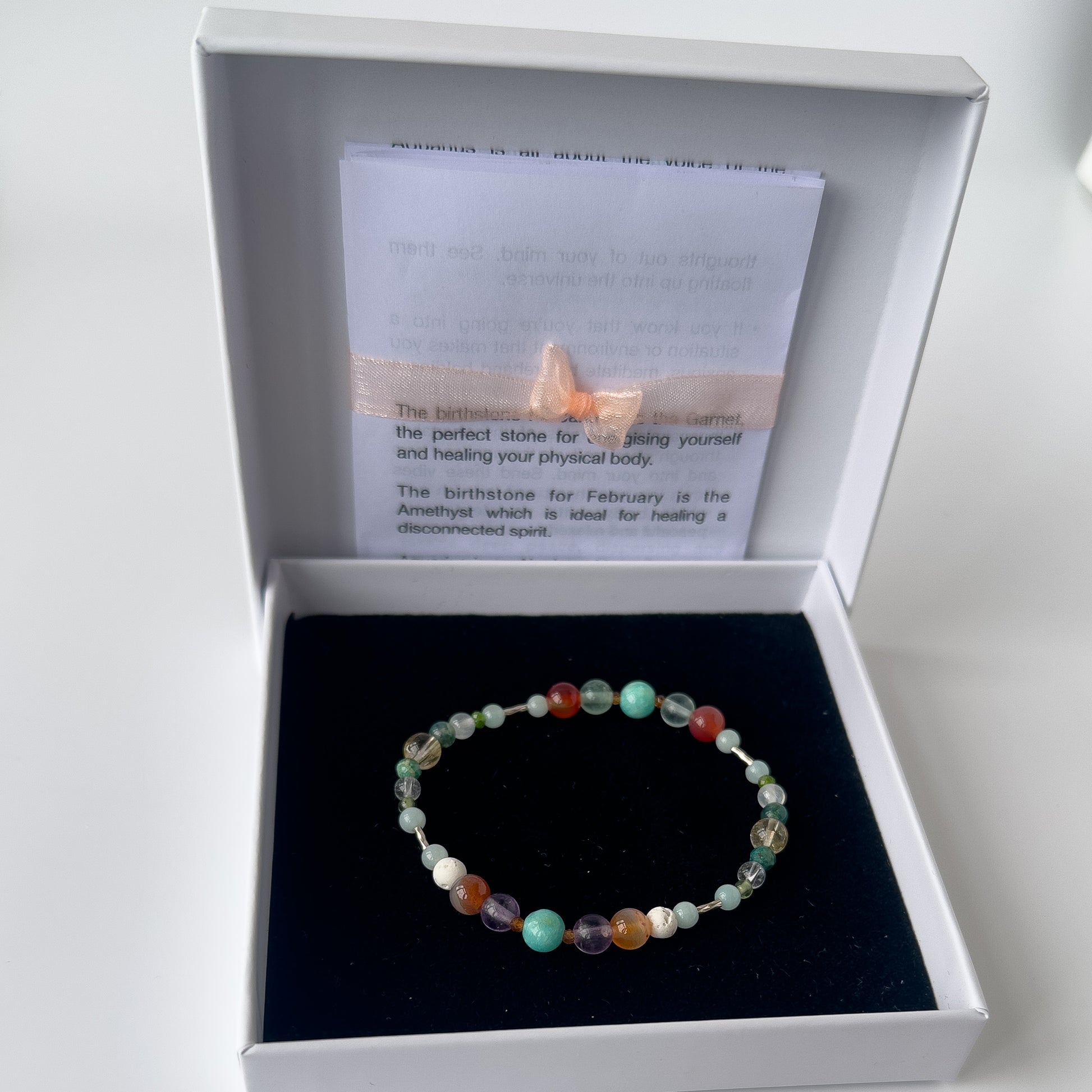 Virgo Birthstone Healing Crystal bracelet for Determination & Willpower in box
