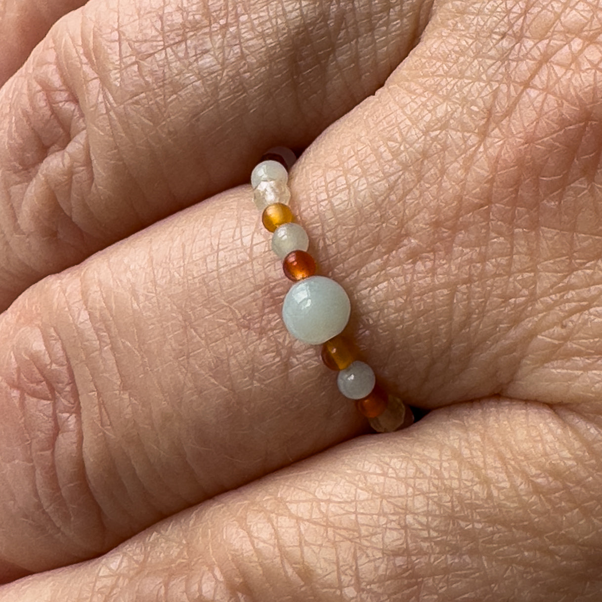 Virgo birthstone Healing Crystal ring for Strength and Courage on finger