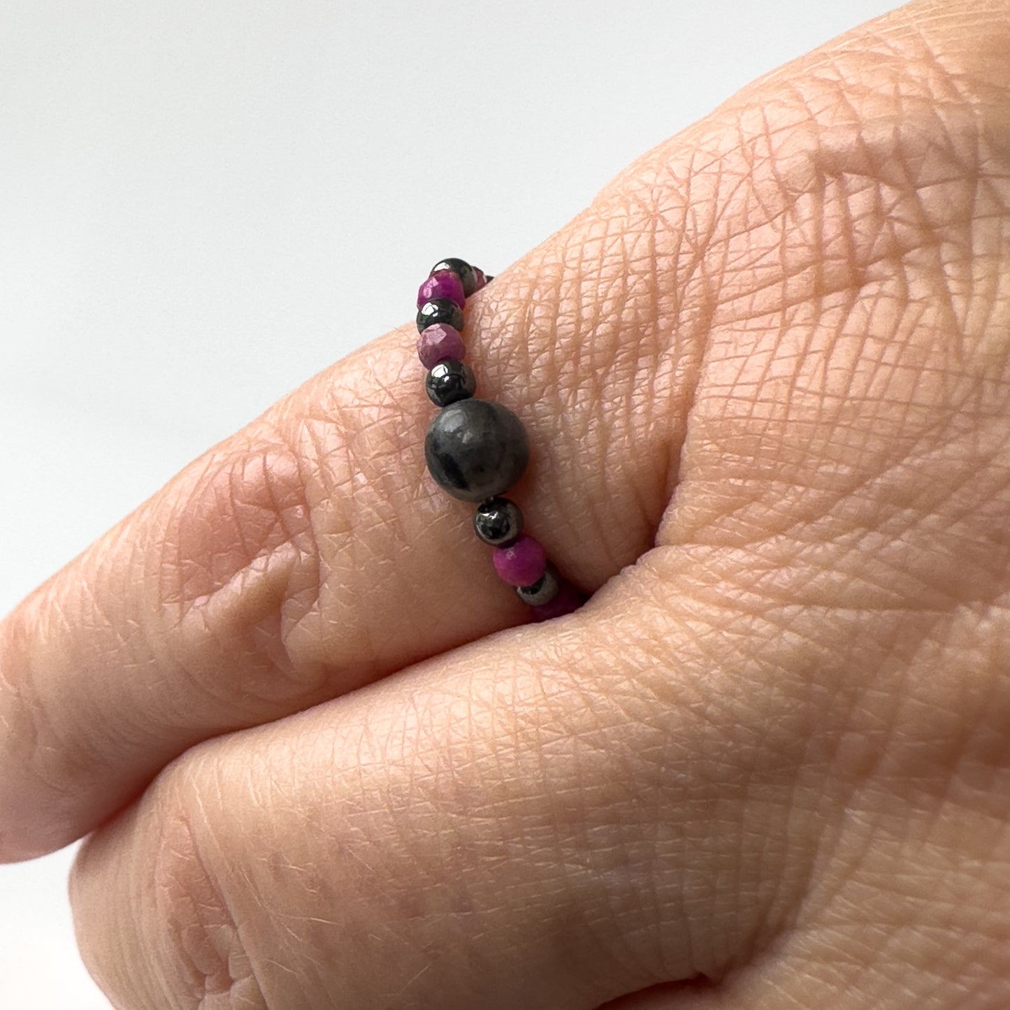 Aquarius birthstone Healing Crystal ring for Strength and Courage on a finger