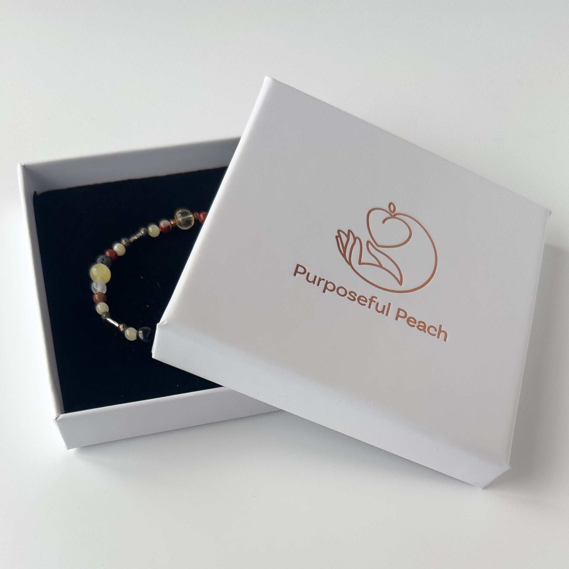 Aries Healing Crystal bracelet for Confidence in Purposeful Peach gift box