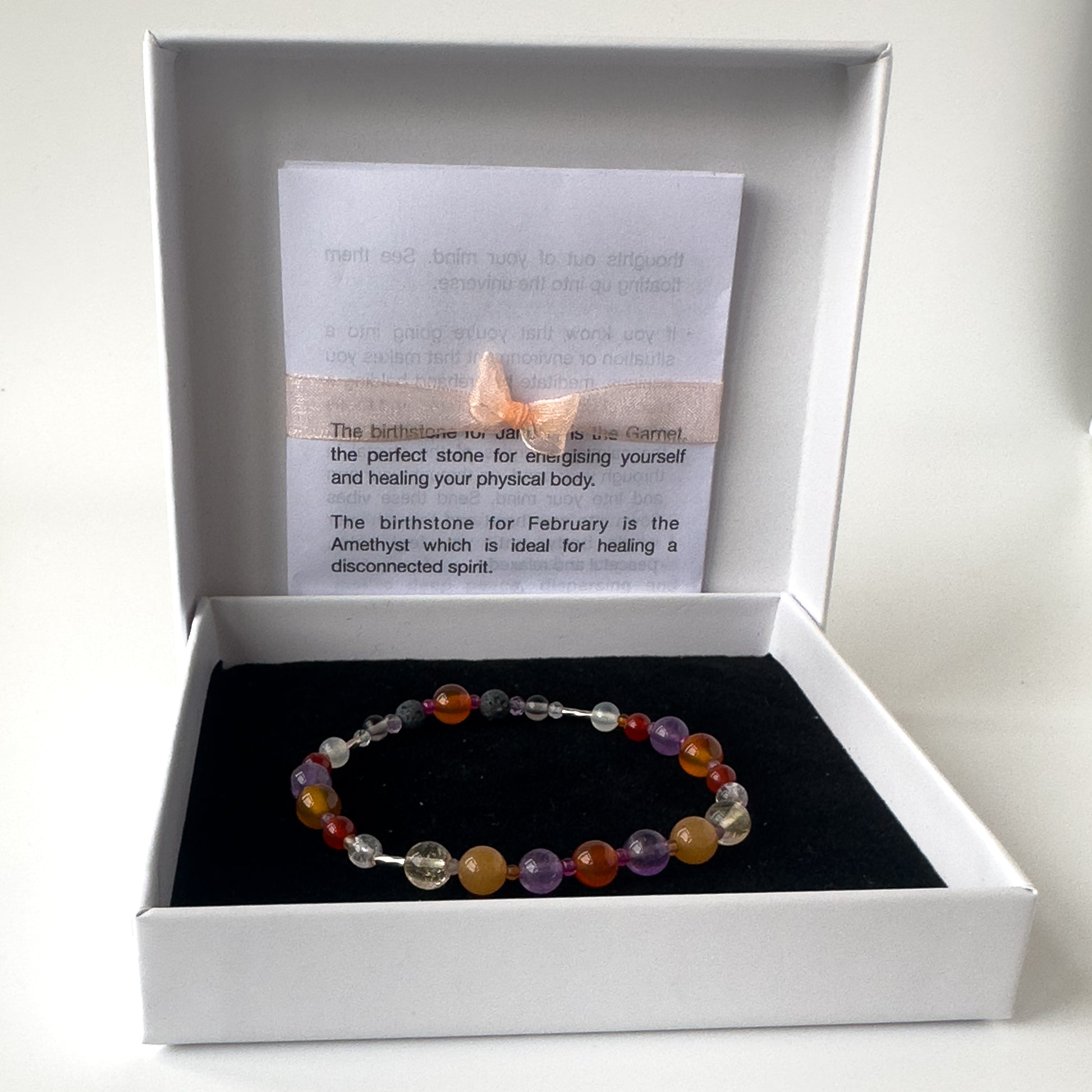 Aries Birthstone Healing Crystal bracelet for Grief & Loss support in box