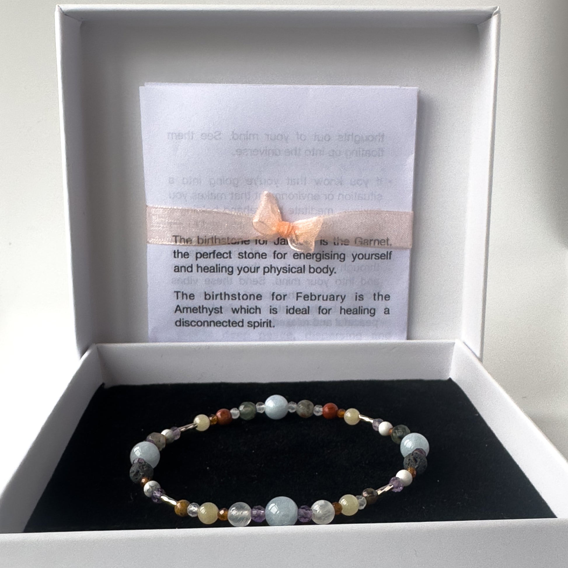 Aries Birthstone Healing Crystal bracelet for Calm & Stress relief in box