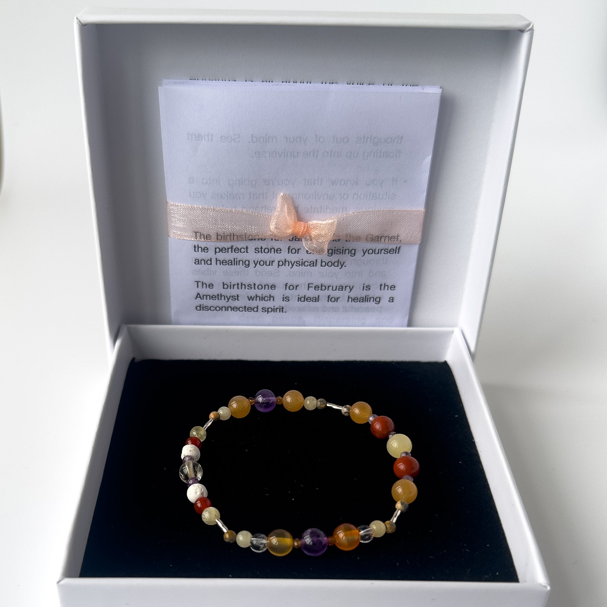 Aries birthstone Healing Crystal bracelet for Determination & Willpower in box
