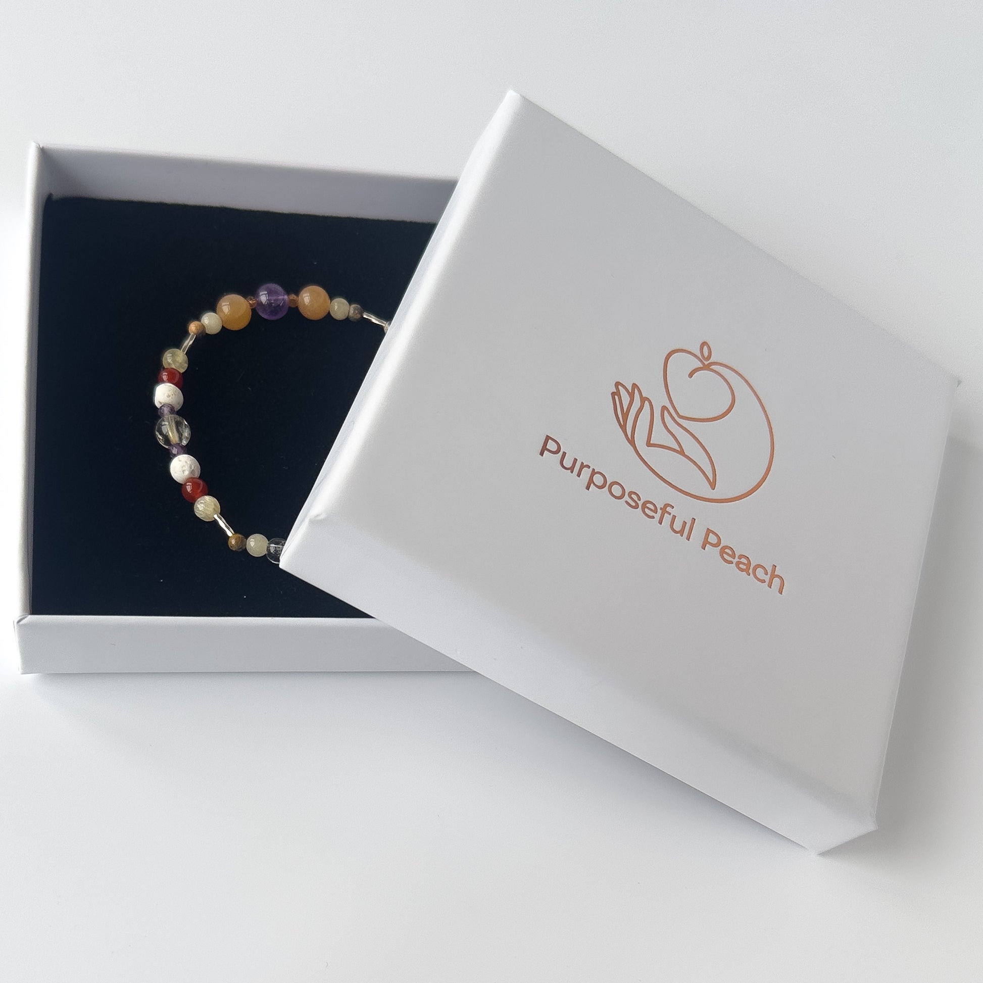 Aries Healing Crystal bracelet for Willpower in branded Purposeful Peach box