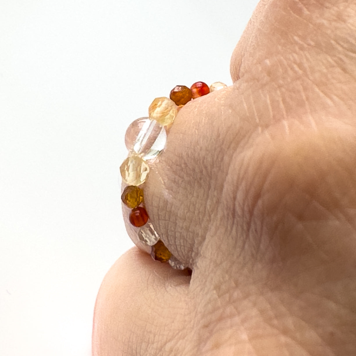Aries Birthstone Healing Crystal ring for Strength and Courage profile view on a finger