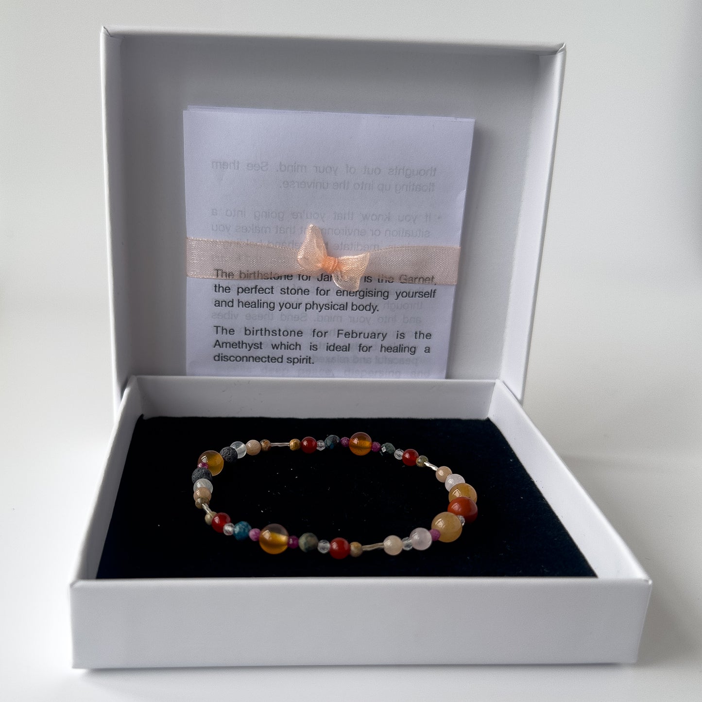 Cancer Birthstone Healing Crystal bracelet for Determination & Willpower in box
