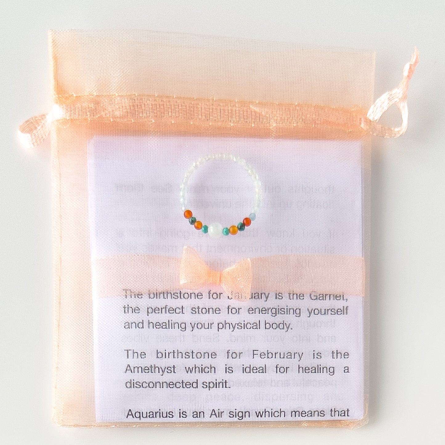 Cancer birthstone Healing Crystal ring for Strength and Courage with packaging