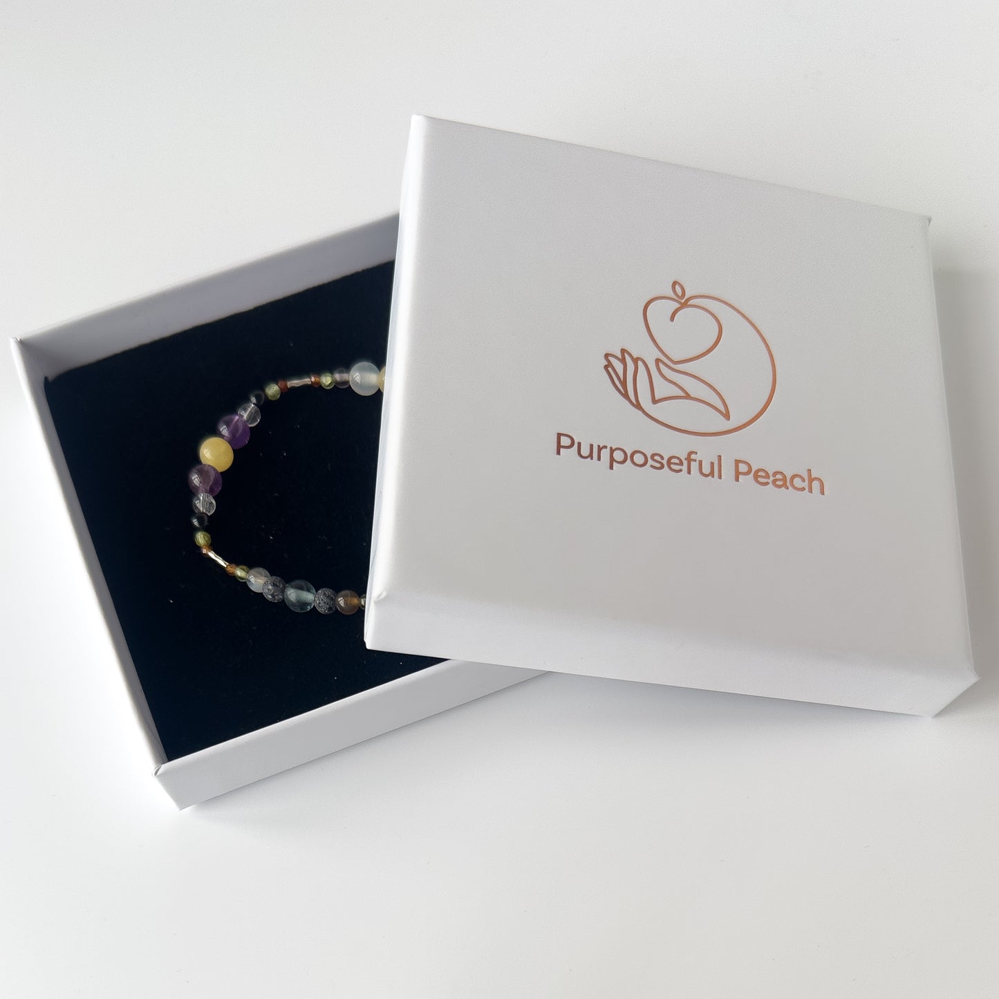 Capricorn Healing Crystal bracelet for Willpower in branded Purposeful Peach box