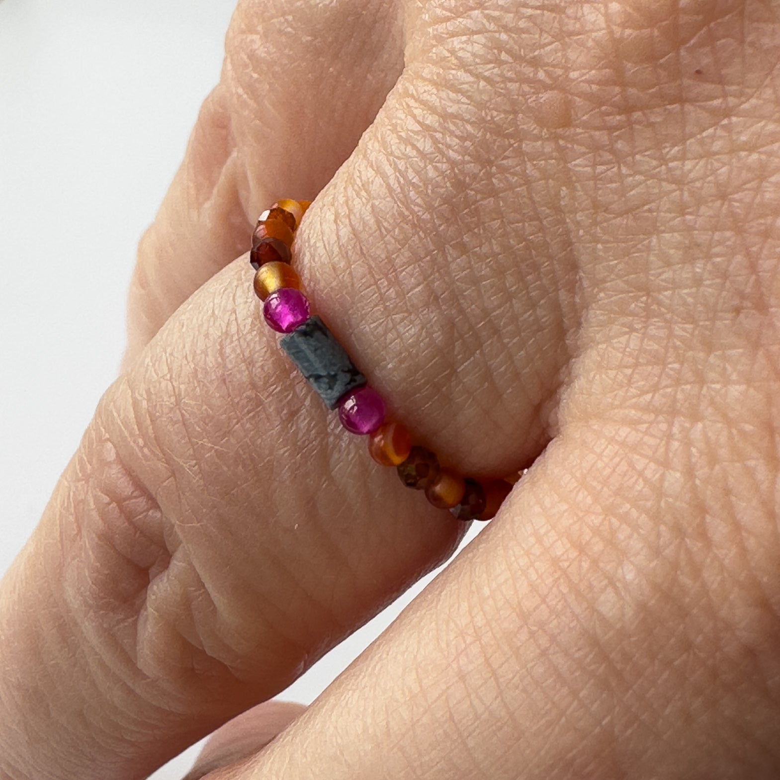 Capricorn birthstone Healing Crystal ring for Strength and Courage on a finger