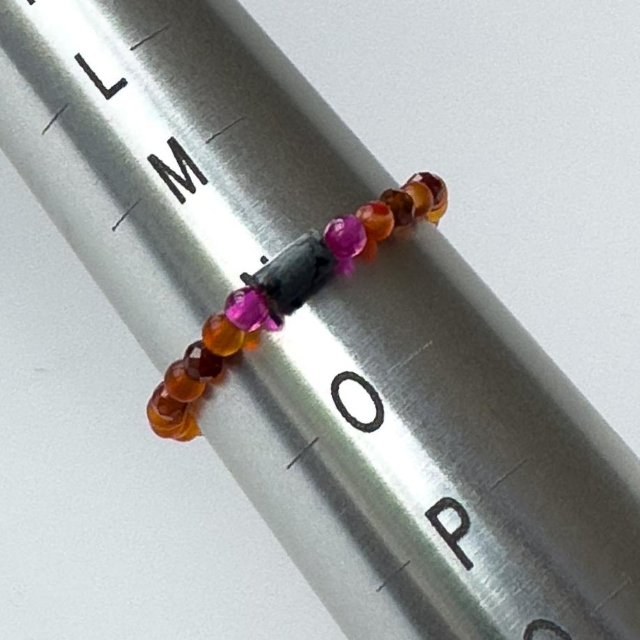 Capricorn Birthstone Healing Crystal ring for Strength and Courage on mandrel showing size as N