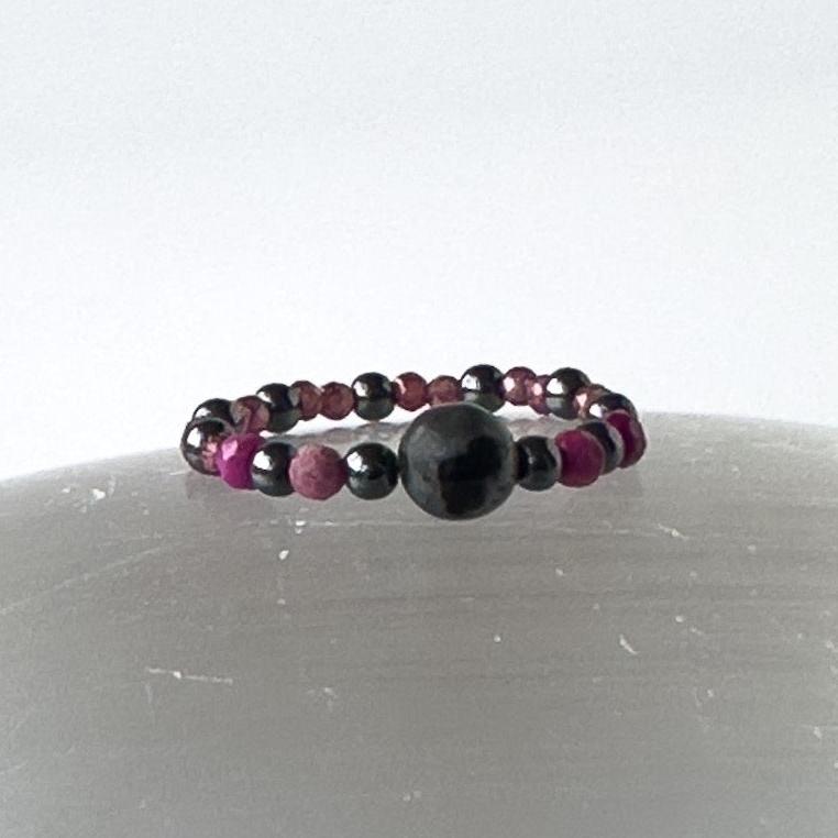 Close-up of Aquarius birthstone Healing Crystal ring for Strength and Courage