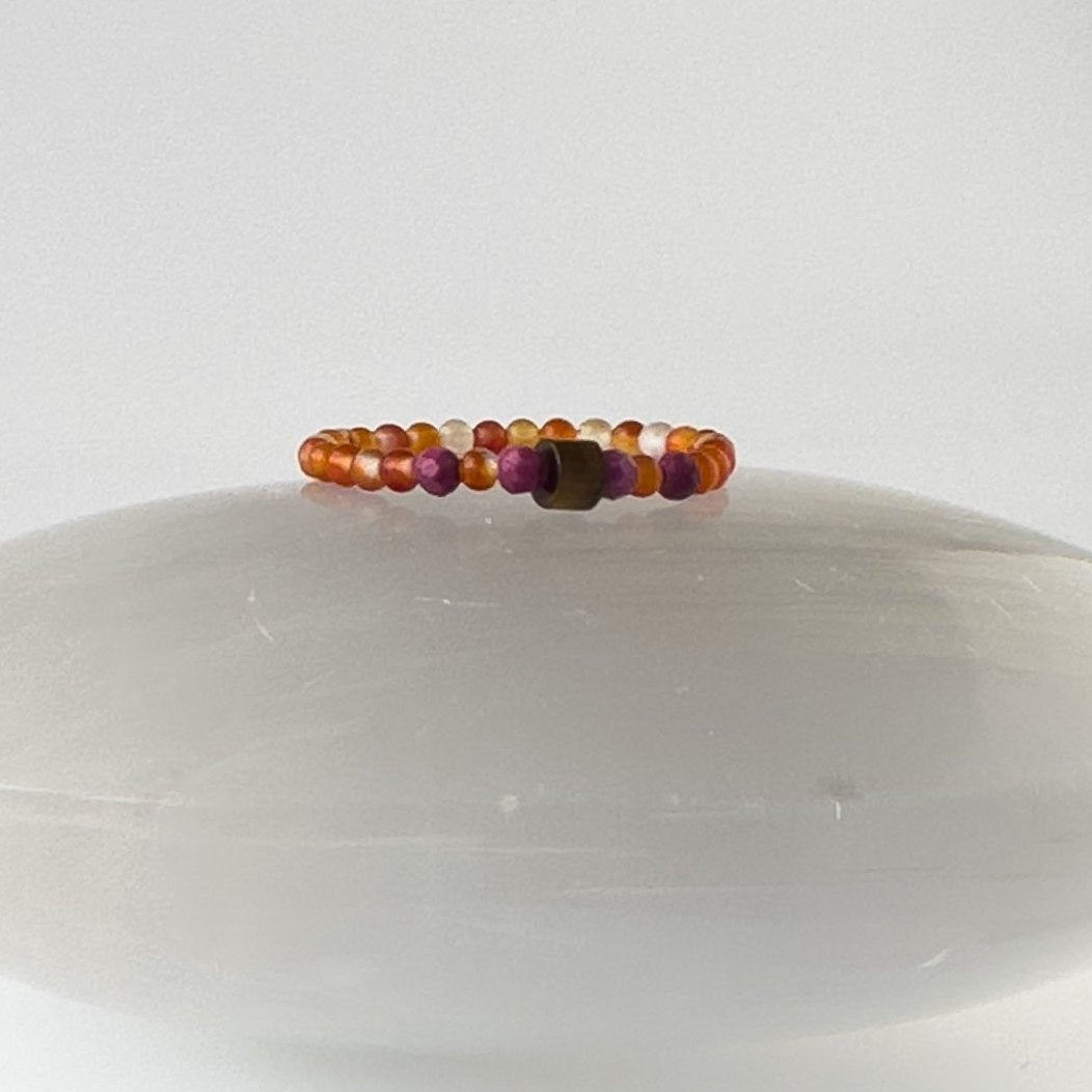 Close-up of Libra Birthstone Healing Crystal ring for Strength and Courage