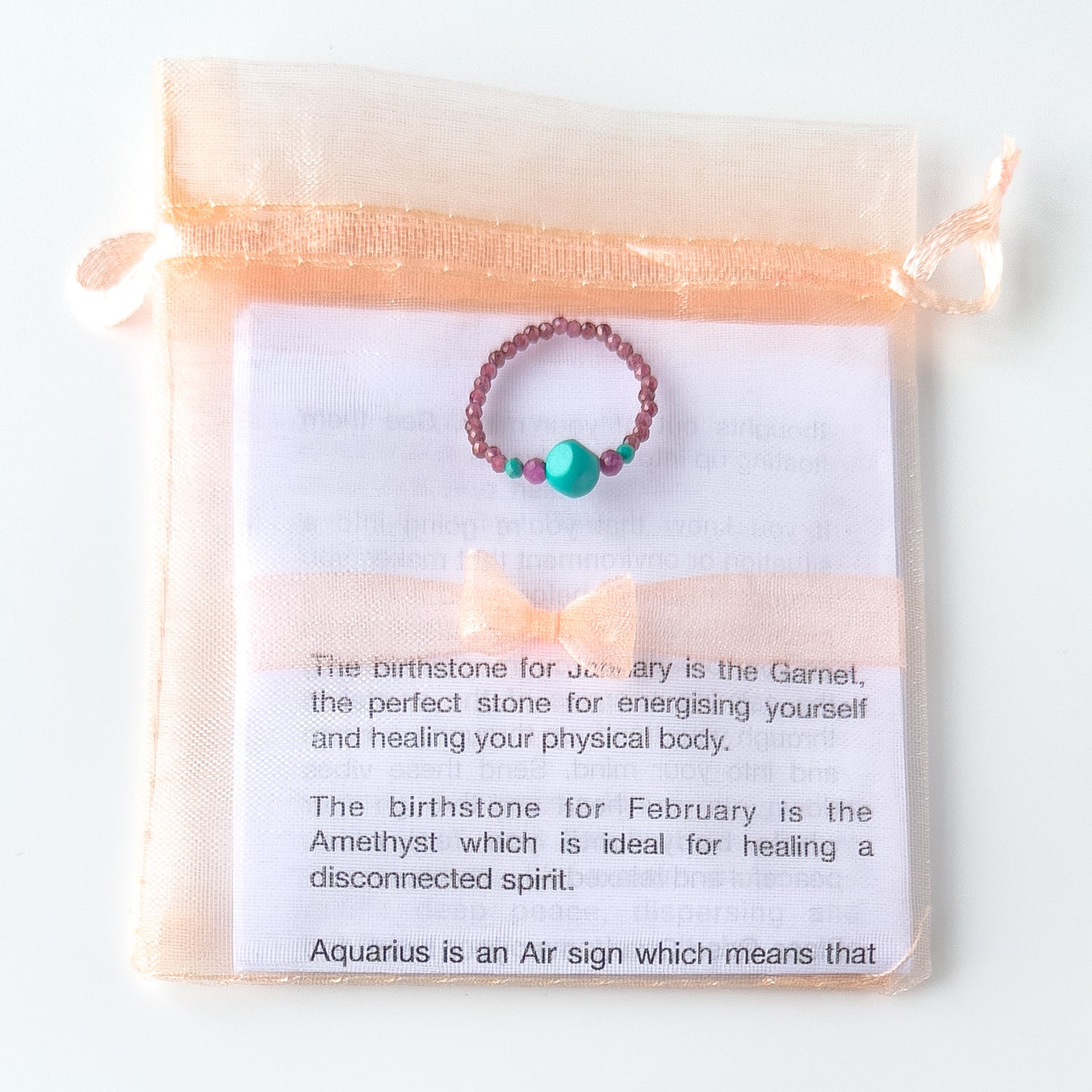 Courage Healing Crystal Ring for Leo, Capricorn, Sagittarius & Scorpio with packaging