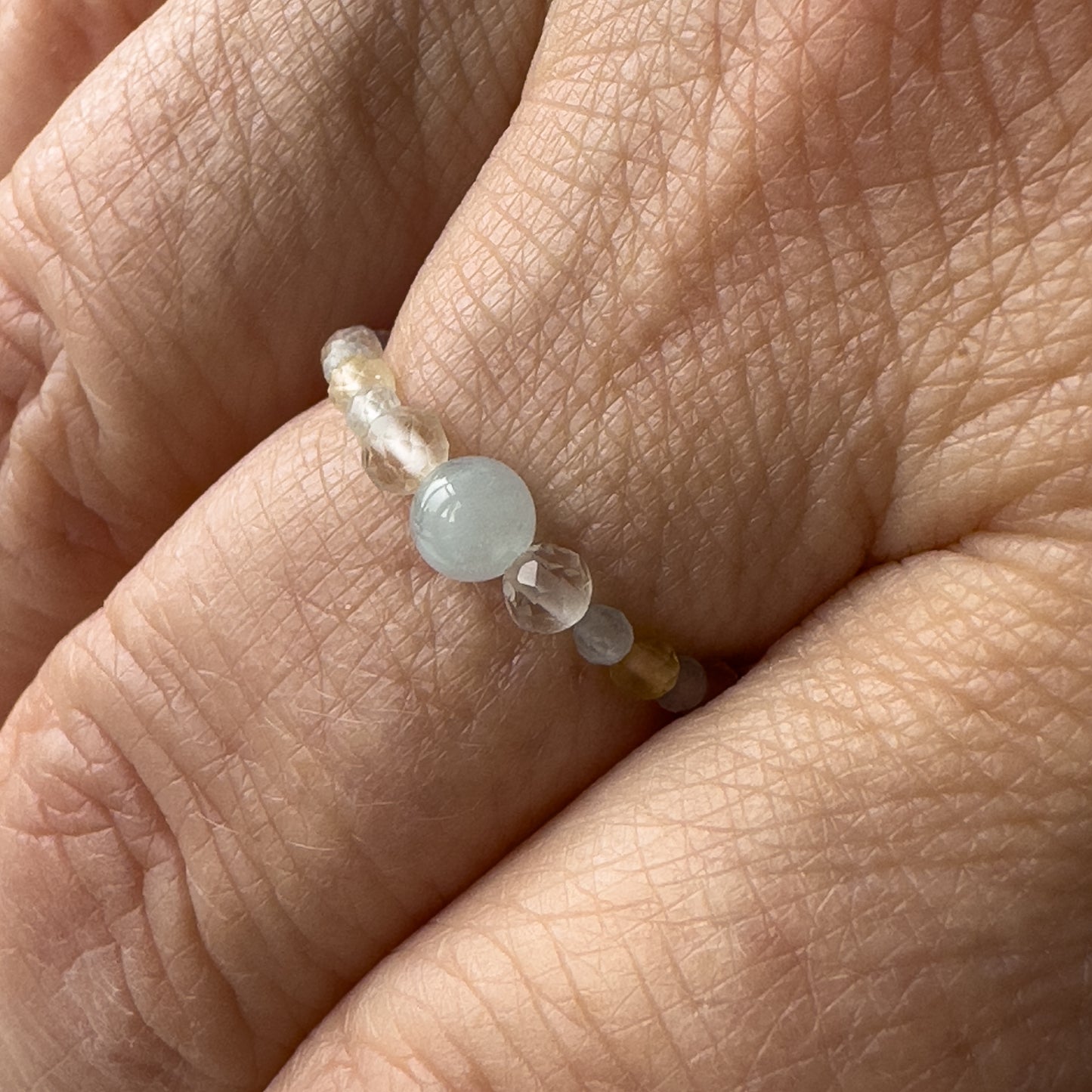 Courage Healing Crystal ring for Gemini, Aries, Libra or Scorpio on finger