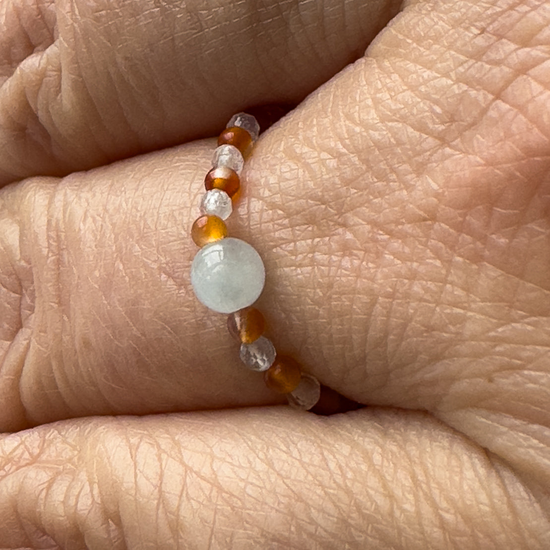 Courage birthstone Healing Crystal ring for Taurus or Aries on finger