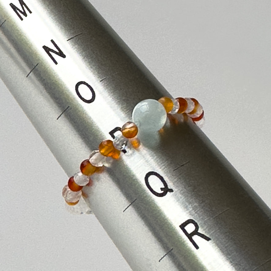 Courage Birthstone Healing Crystal ring for Taurus or Aries on mandrel showing size of P