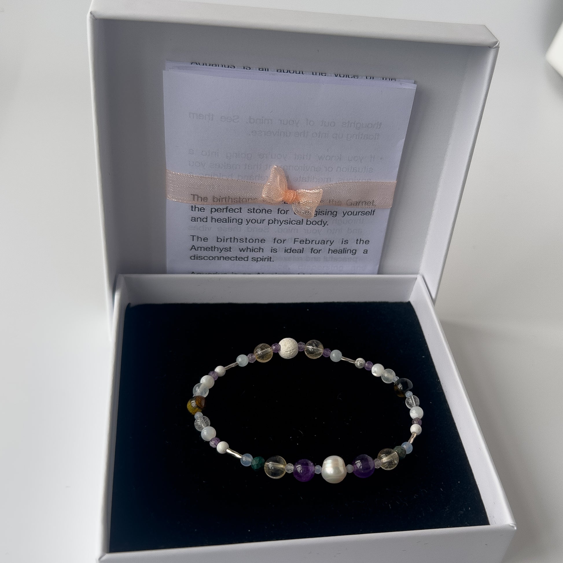 Gemini birthstone Healing Crystal bracelet for Calm & Anxiety Relief in gift box