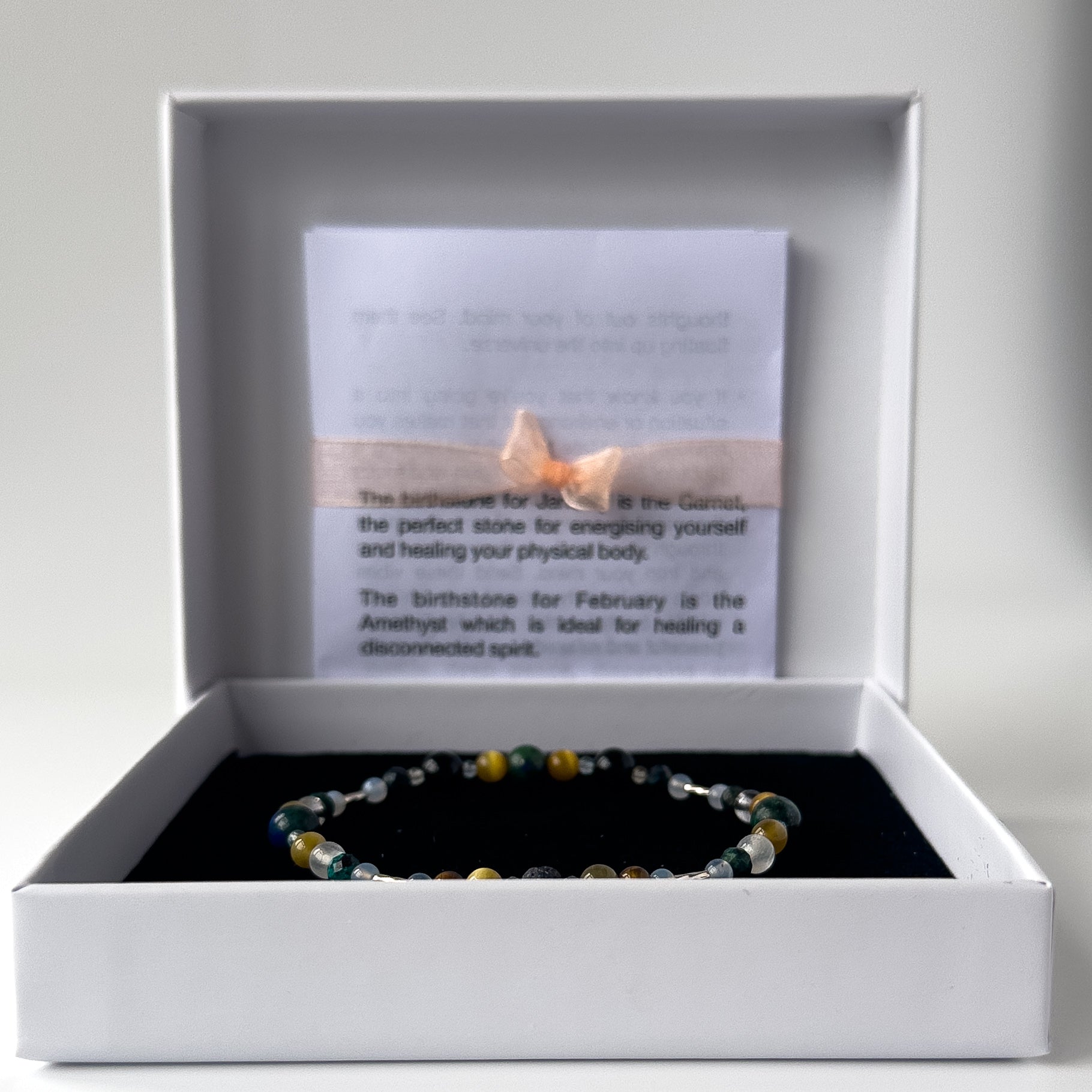 Gemini Birthstone Healing Crystal bracelet for Confidence and Self-esteem in gift box