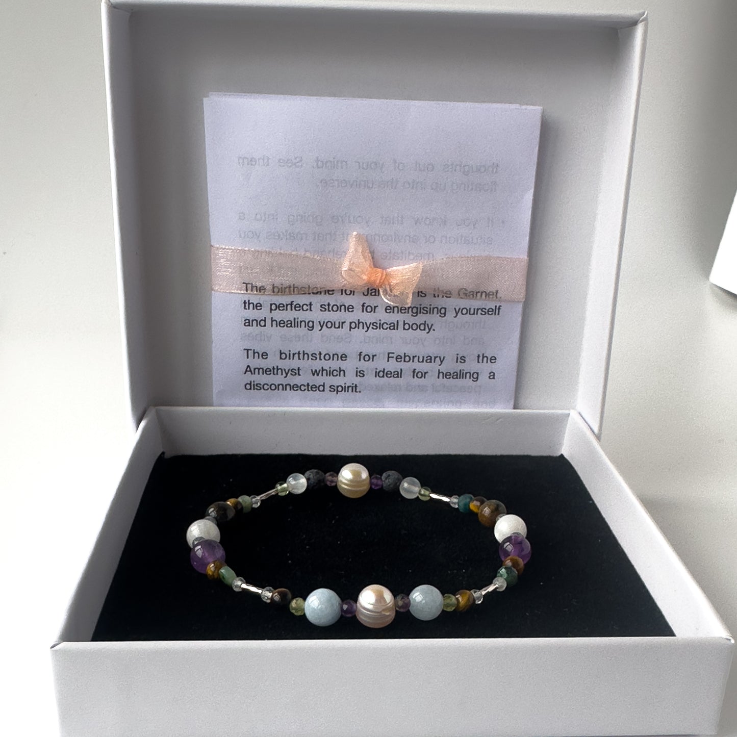Gemini Birthstone Healing Crystal bracelet for Calm & Stress relief in box