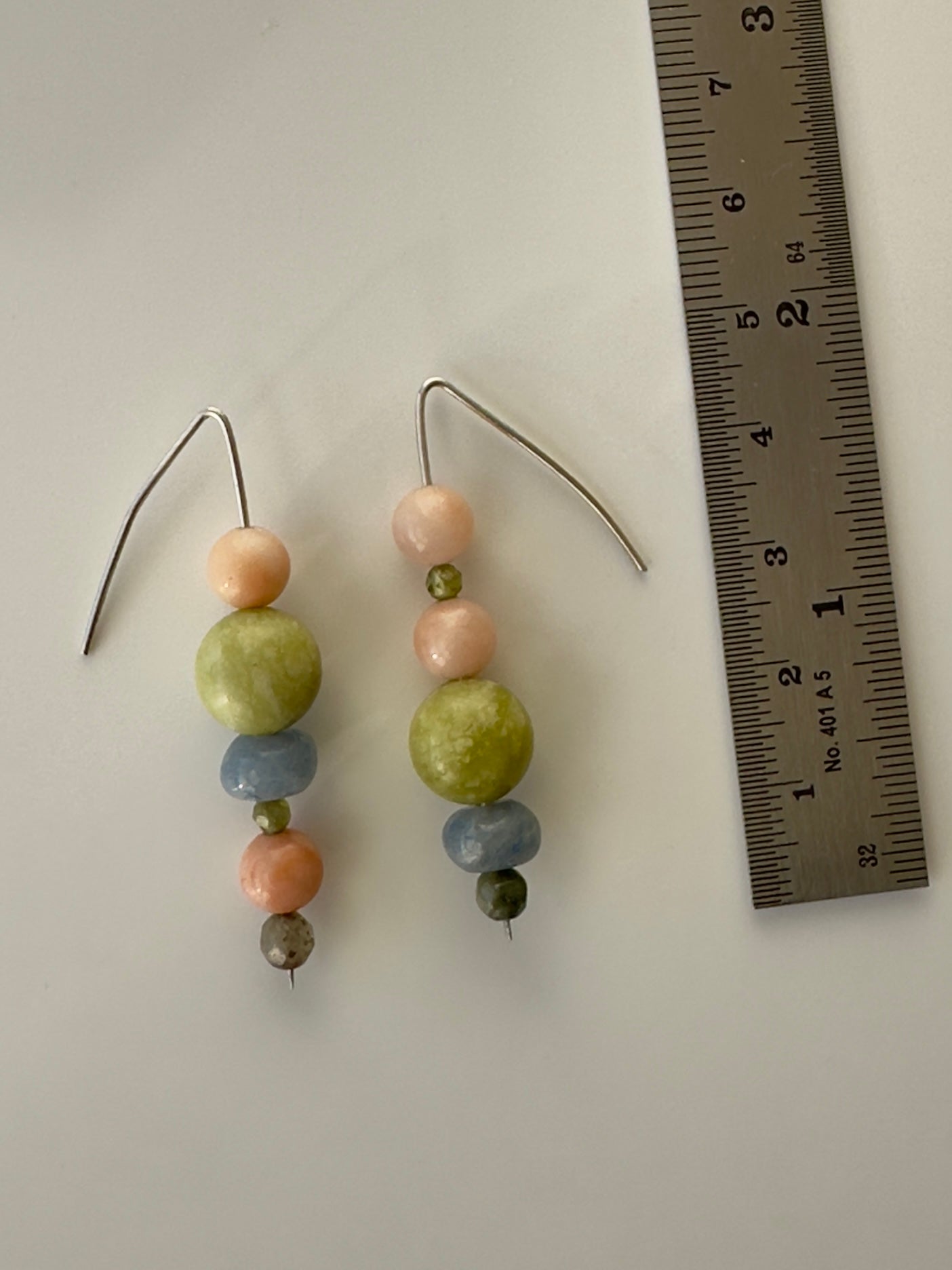 Leo birthstone healing crystal earrings for calm and stress relief showing length as 5cm 