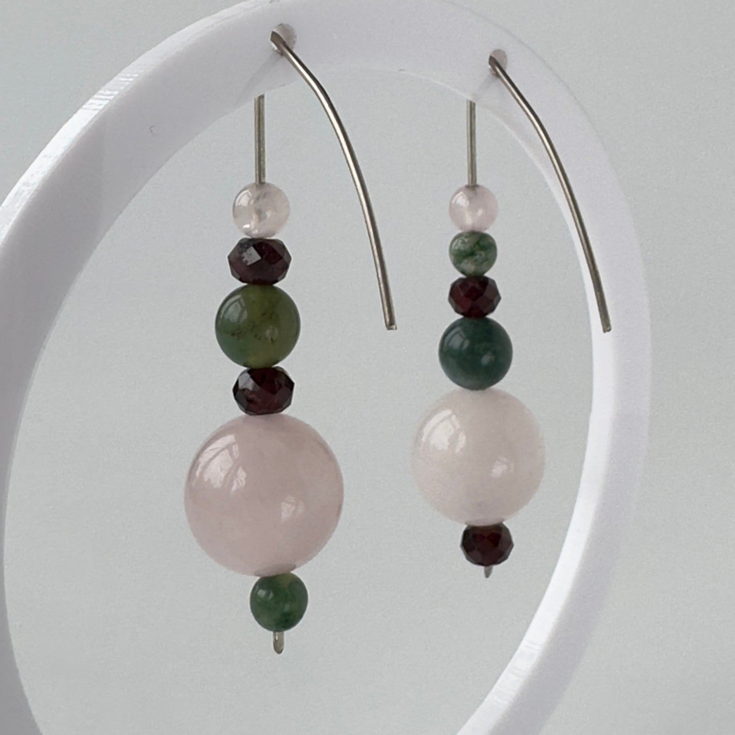 Healing Crystal & Sterling Silver Earrings for Love & Compassion