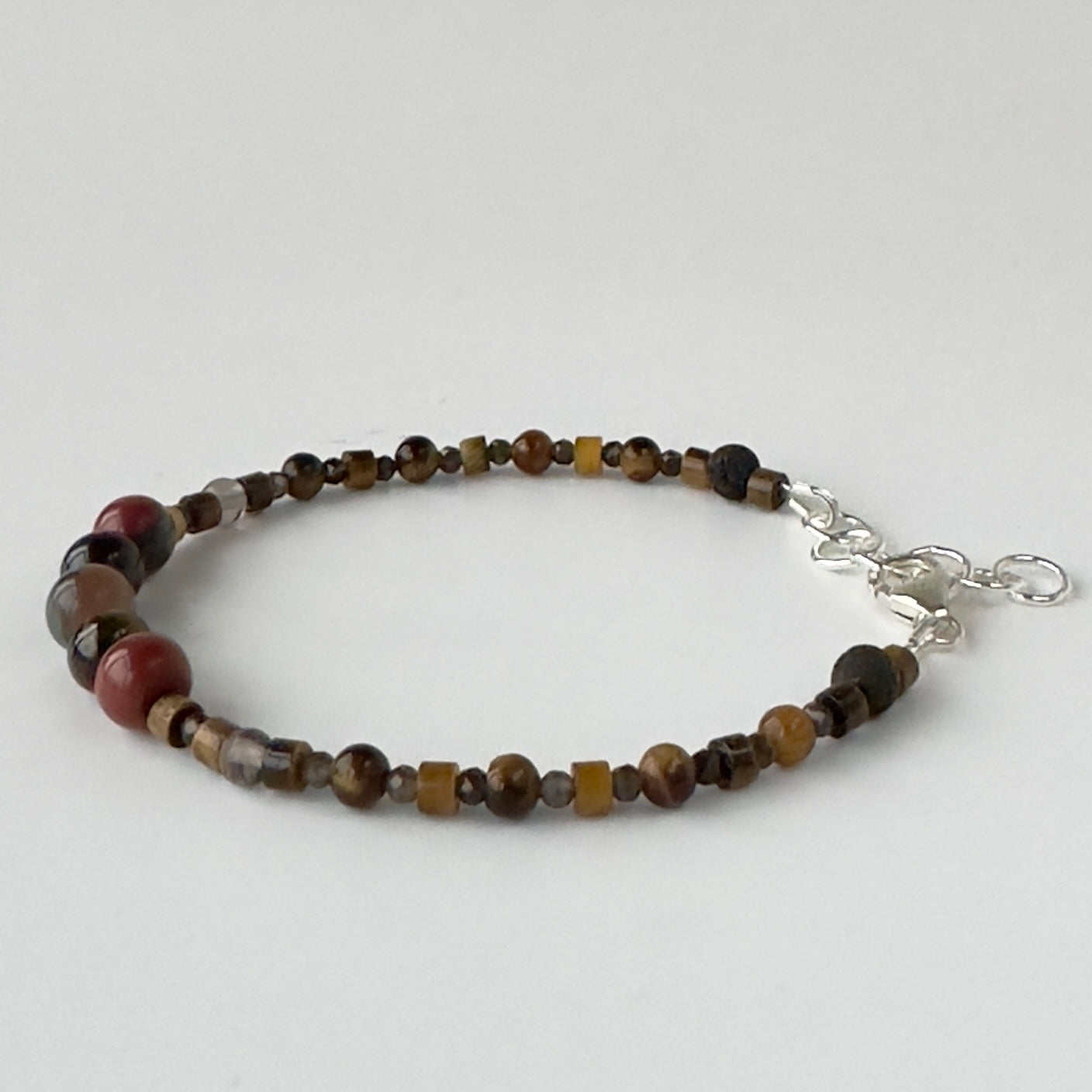 Healing Crystal & Sterling Silver Root Chakra bracelet with aromatherapy beads