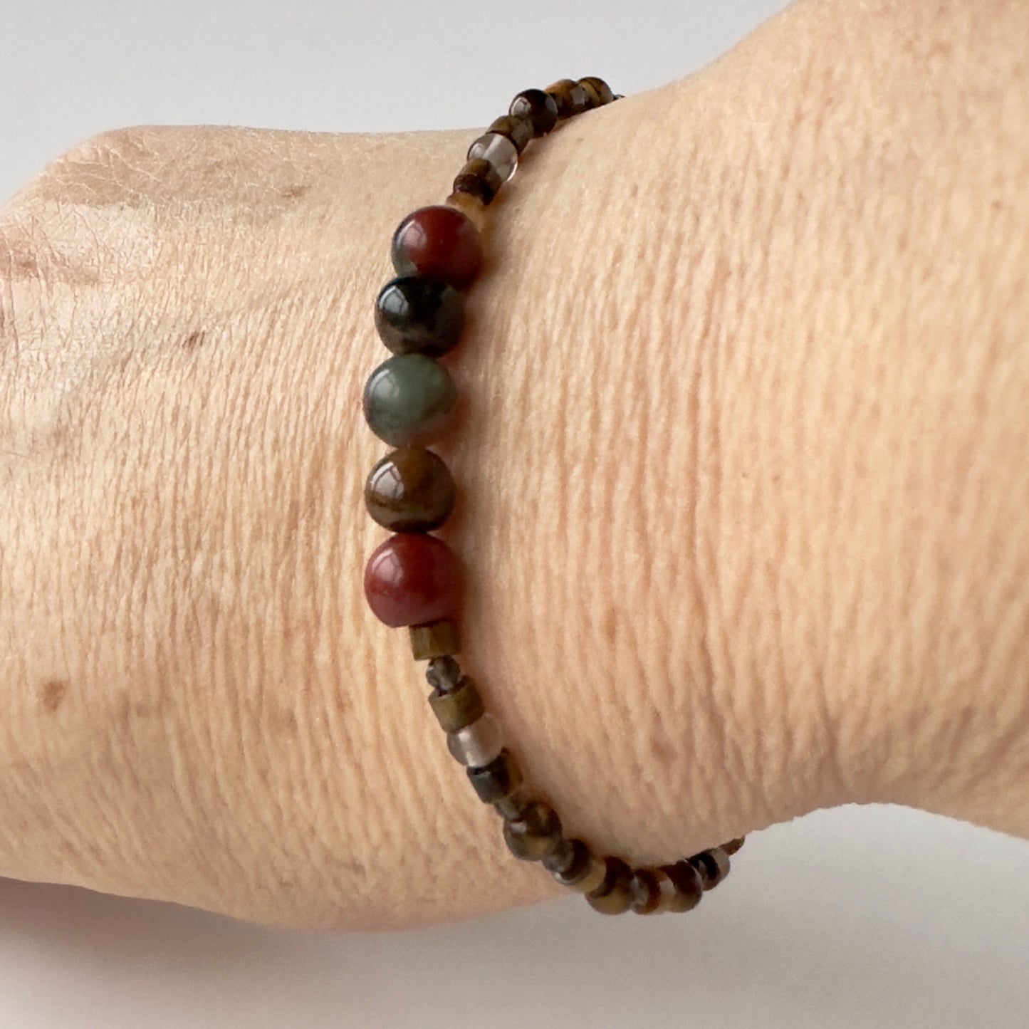 Healing Crystal & Sterling Silver Root Chakra bracelet with aromatherapy beads