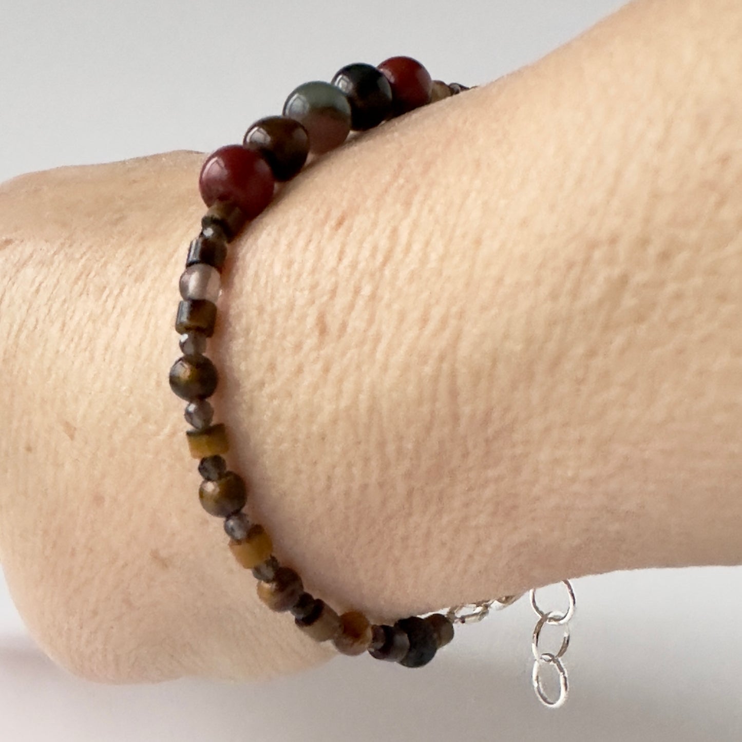 Healing Crystal & Sterling Silver Root Chakra bracelet with aromatherapy beads