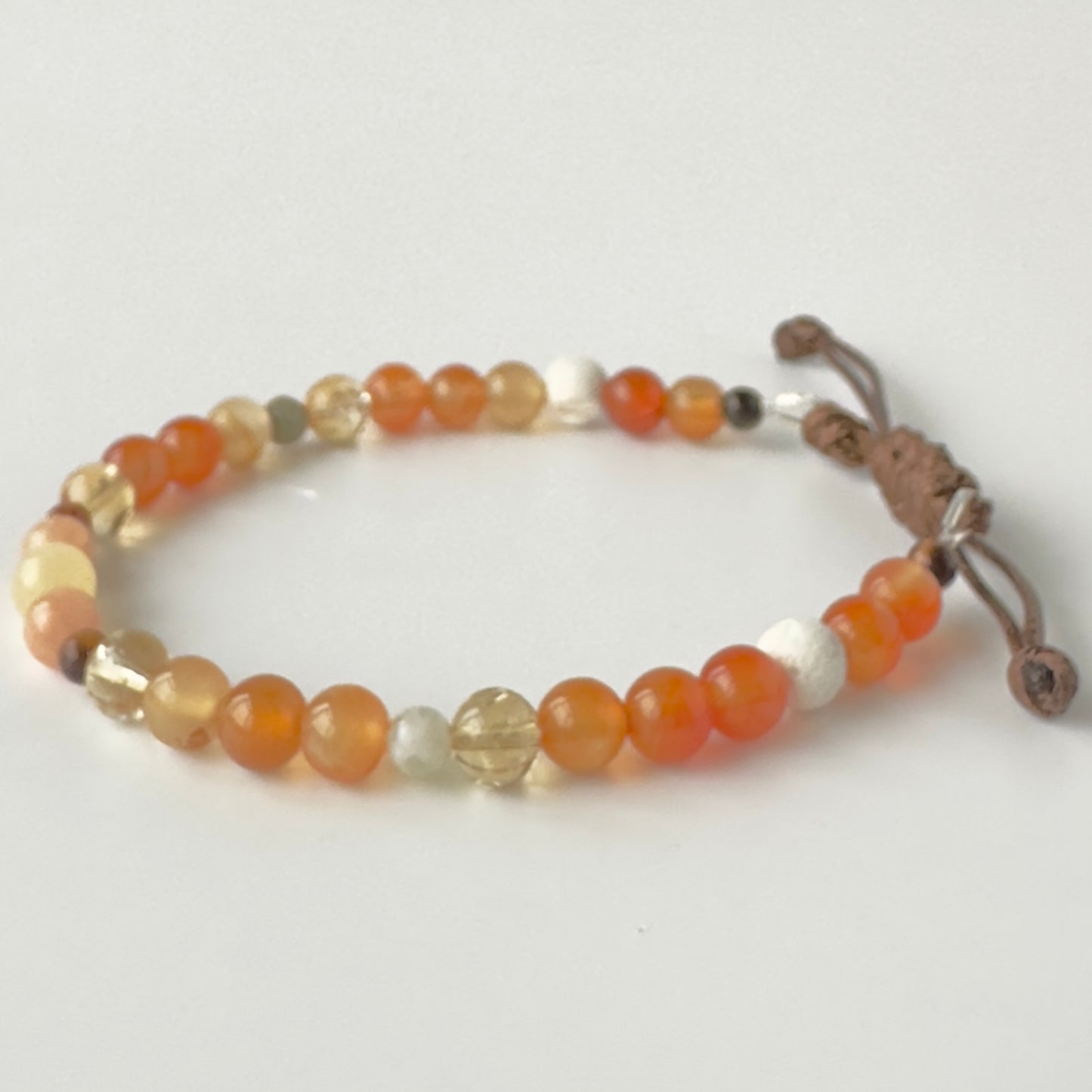 Unisex Healing Crystal Sacral Chakra bracelet with aromatherapy beads