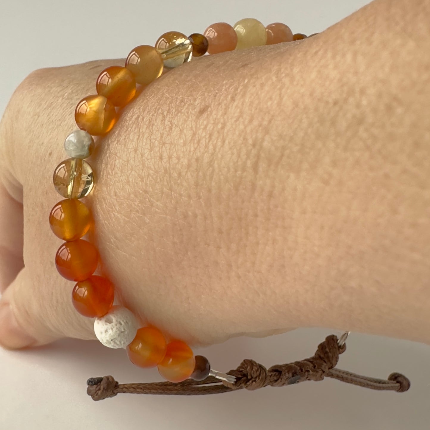 Unisex Healing Crystal Sacral Chakra bracelet with aromatherapy beads