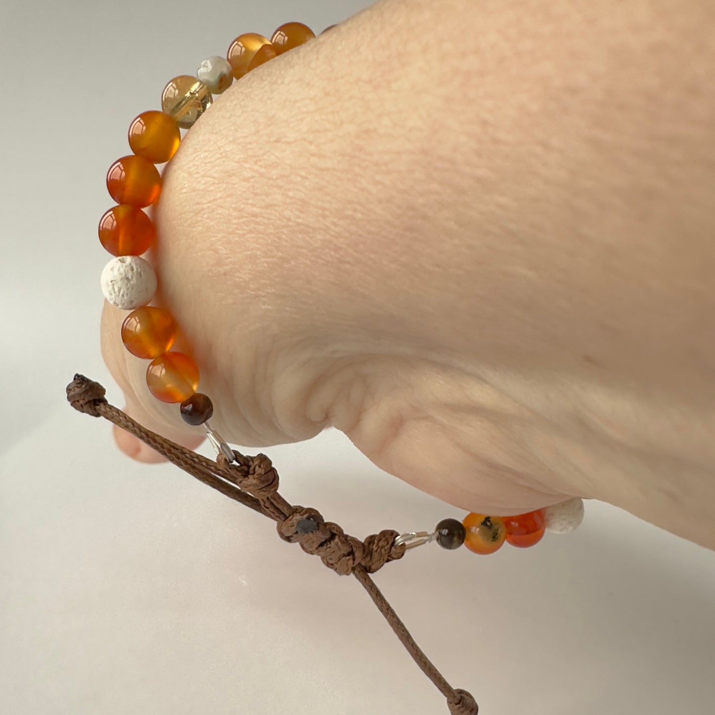 Unisex Healing Crystal Sacral Chakra bracelet with aromatherapy beads