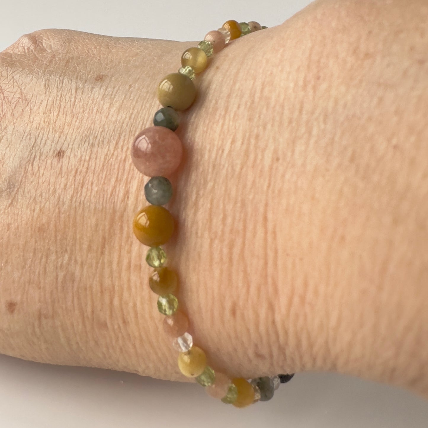 Healing Crystal & Sterling Silver Solar Plexus Chakra bracelet with aromatherapy beads