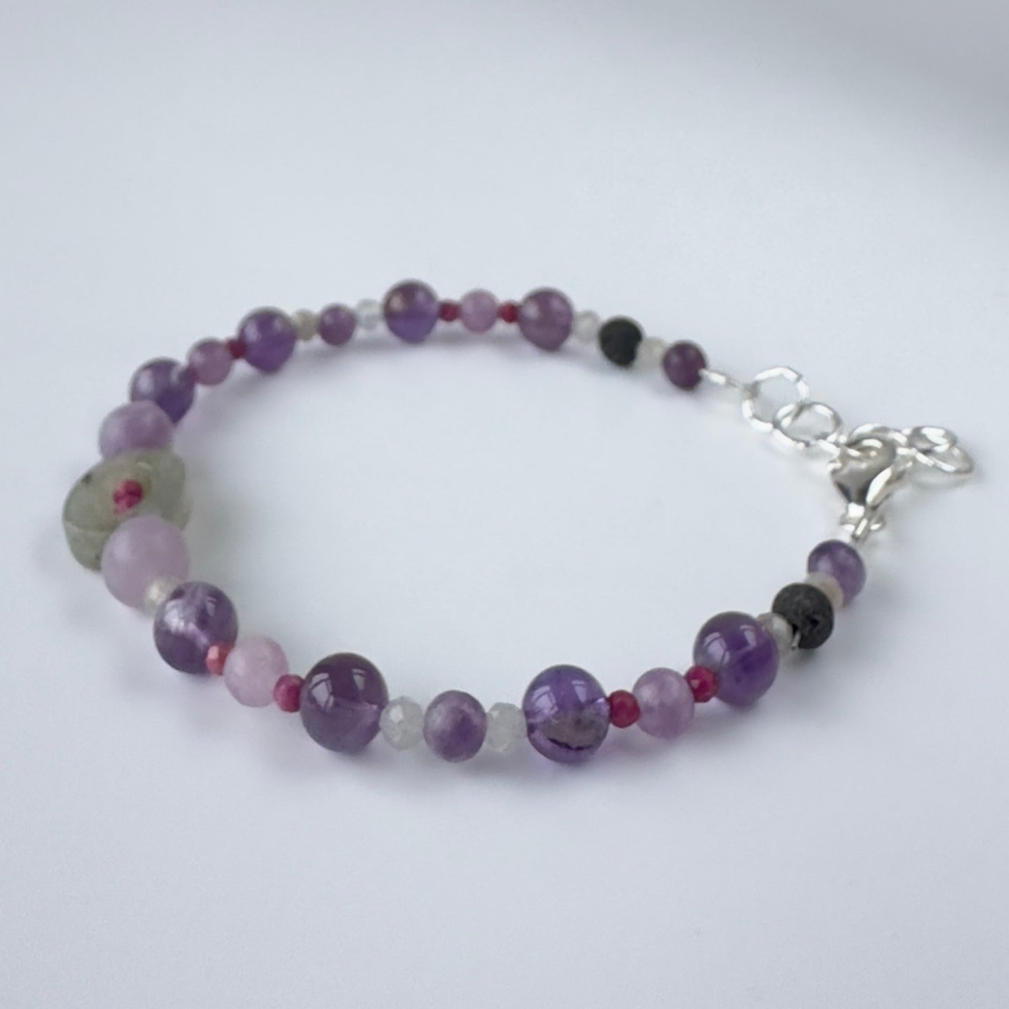 Healing Crystal & Sterling Silver Third Eye Chakra bracelet with aromatherapy beads