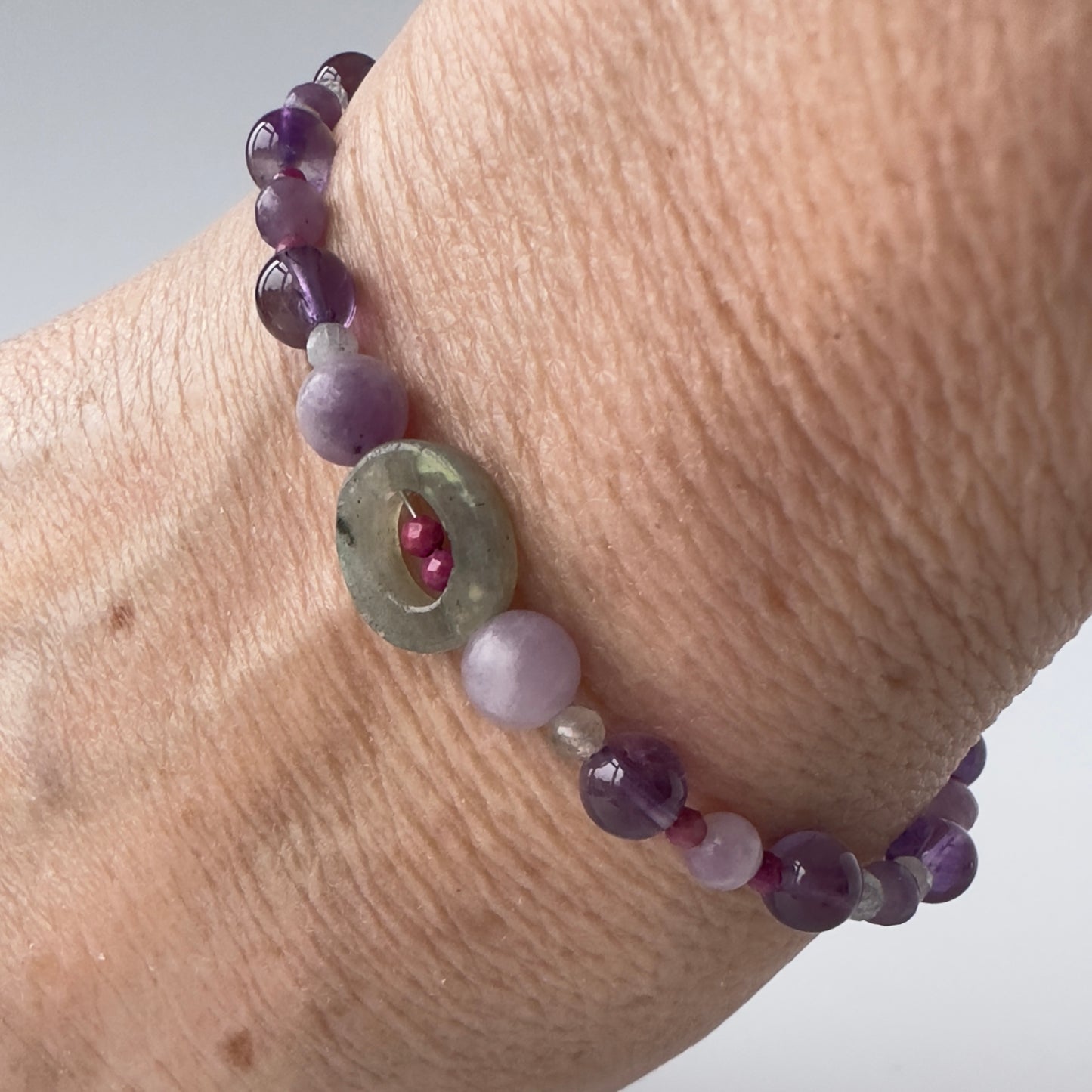 Healing Crystal & Sterling Silver Third Eye Chakra bracelet with aromatherapy beads