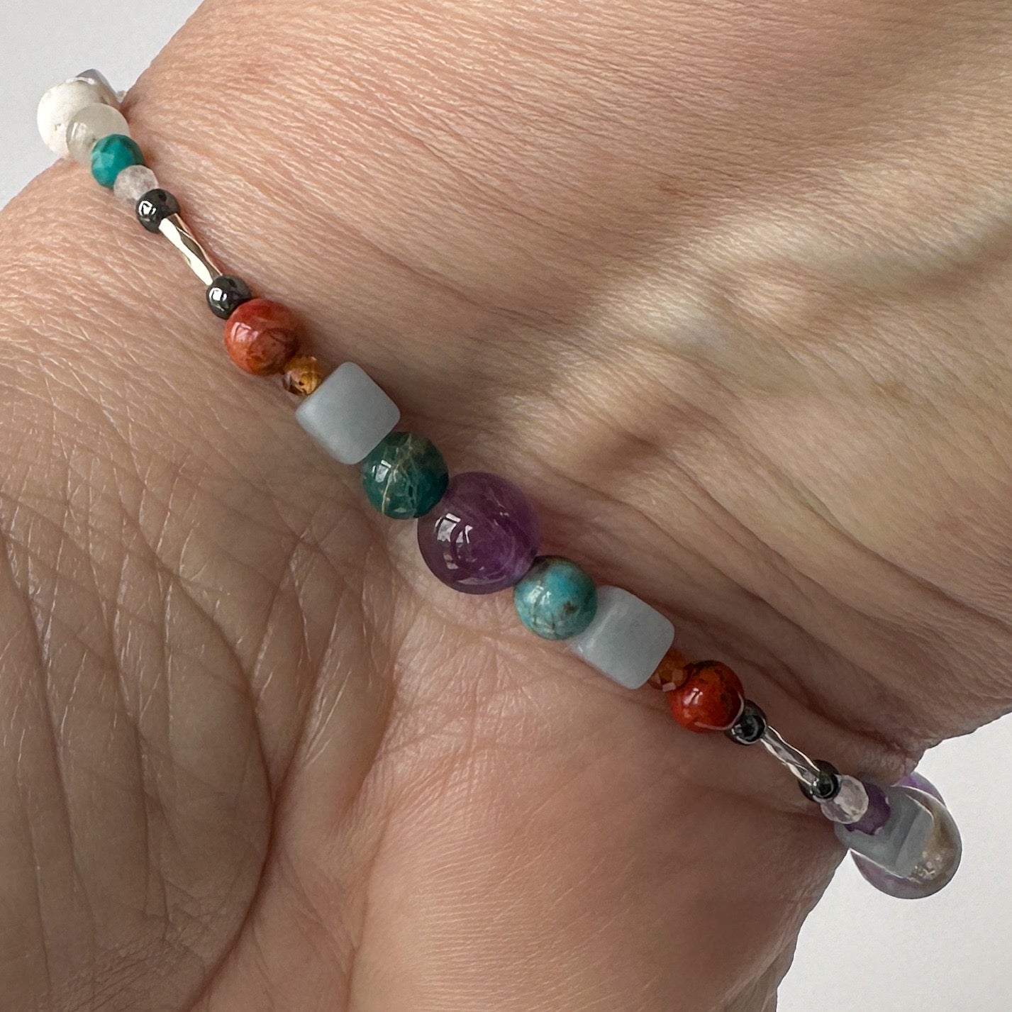 Healing Crystal & Sterling Silver bracelet for Determination & Willpower with Aromatherapy beads