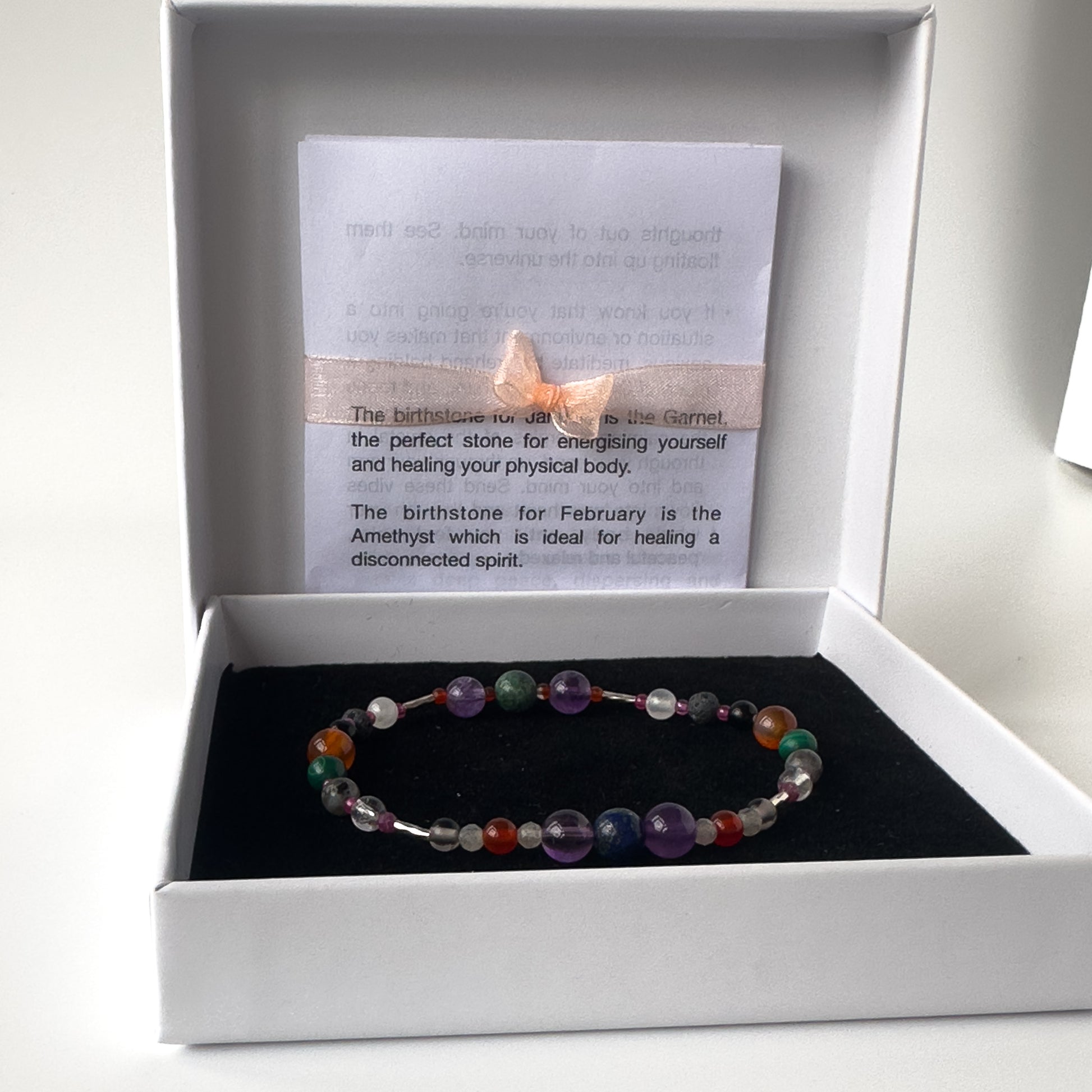 Capricorn Crystal Healing bracelet for Grief & Loss In box