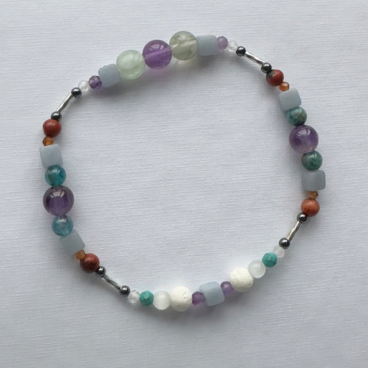 Healing Crystal & Sterling Silver bracelet for Determination & Willpower with Aromatherapy beads