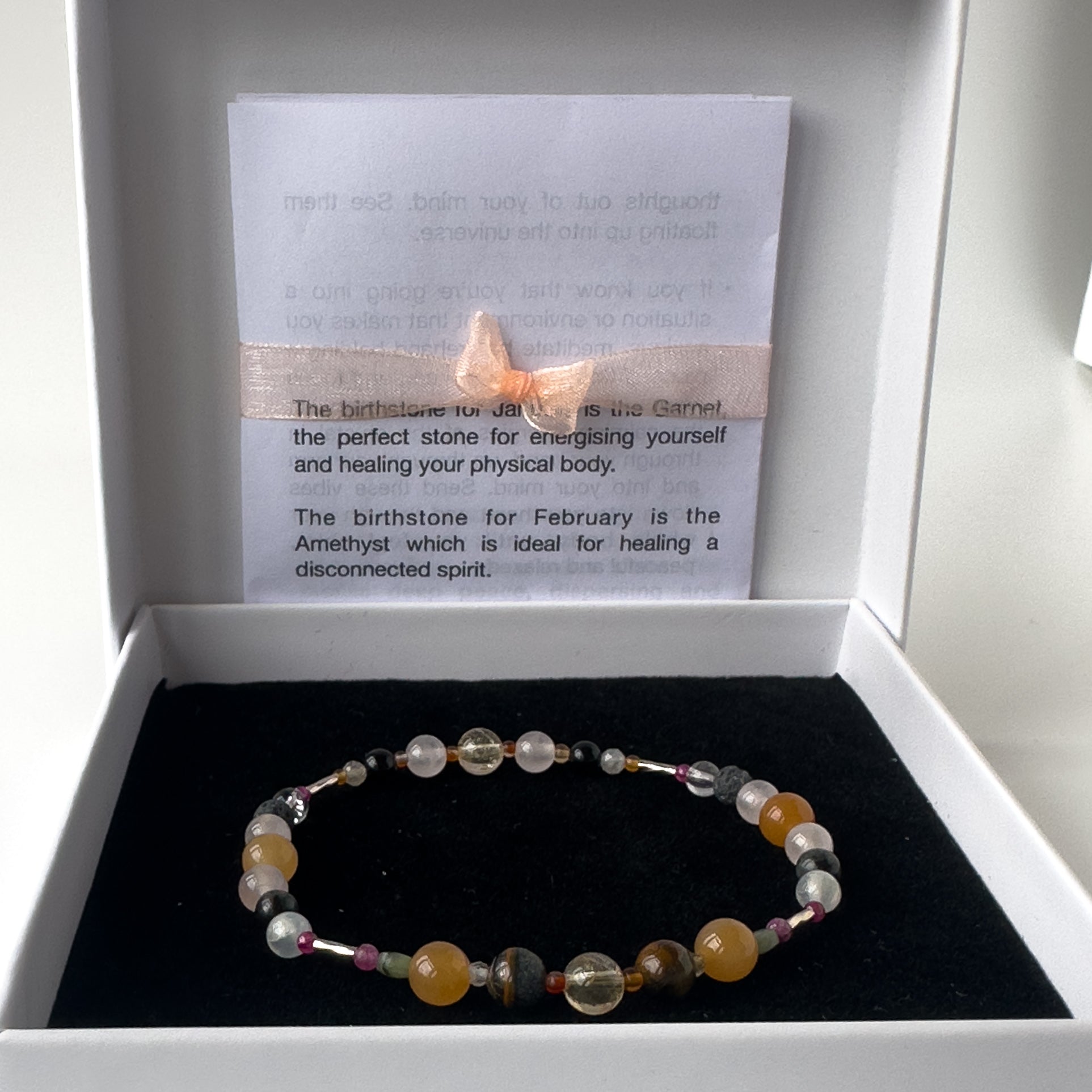 Leo Birthstone Healing Crystal bracelet for Grief & Loss support  in box