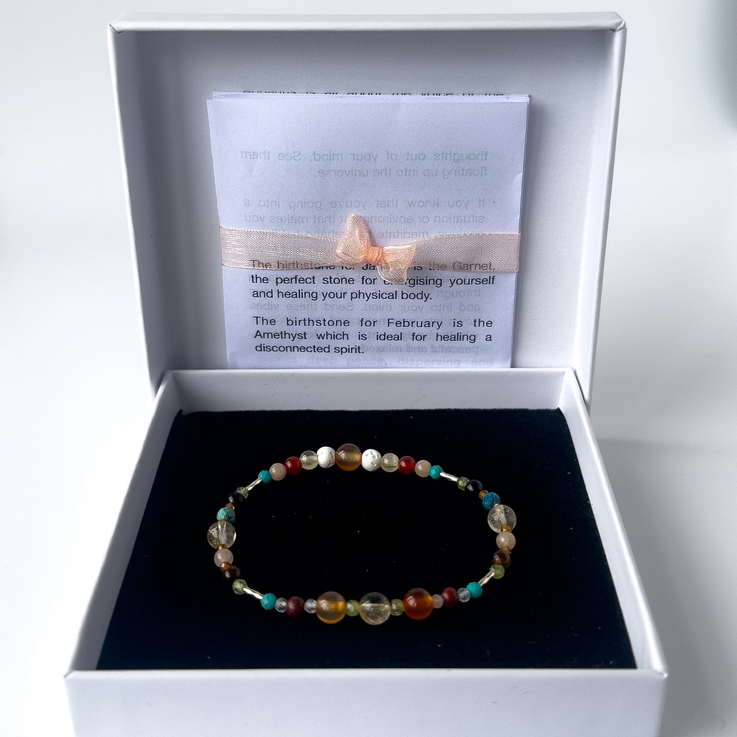 Leo Birthstone Healing Crystal bracelet for Determination & Willpower in box