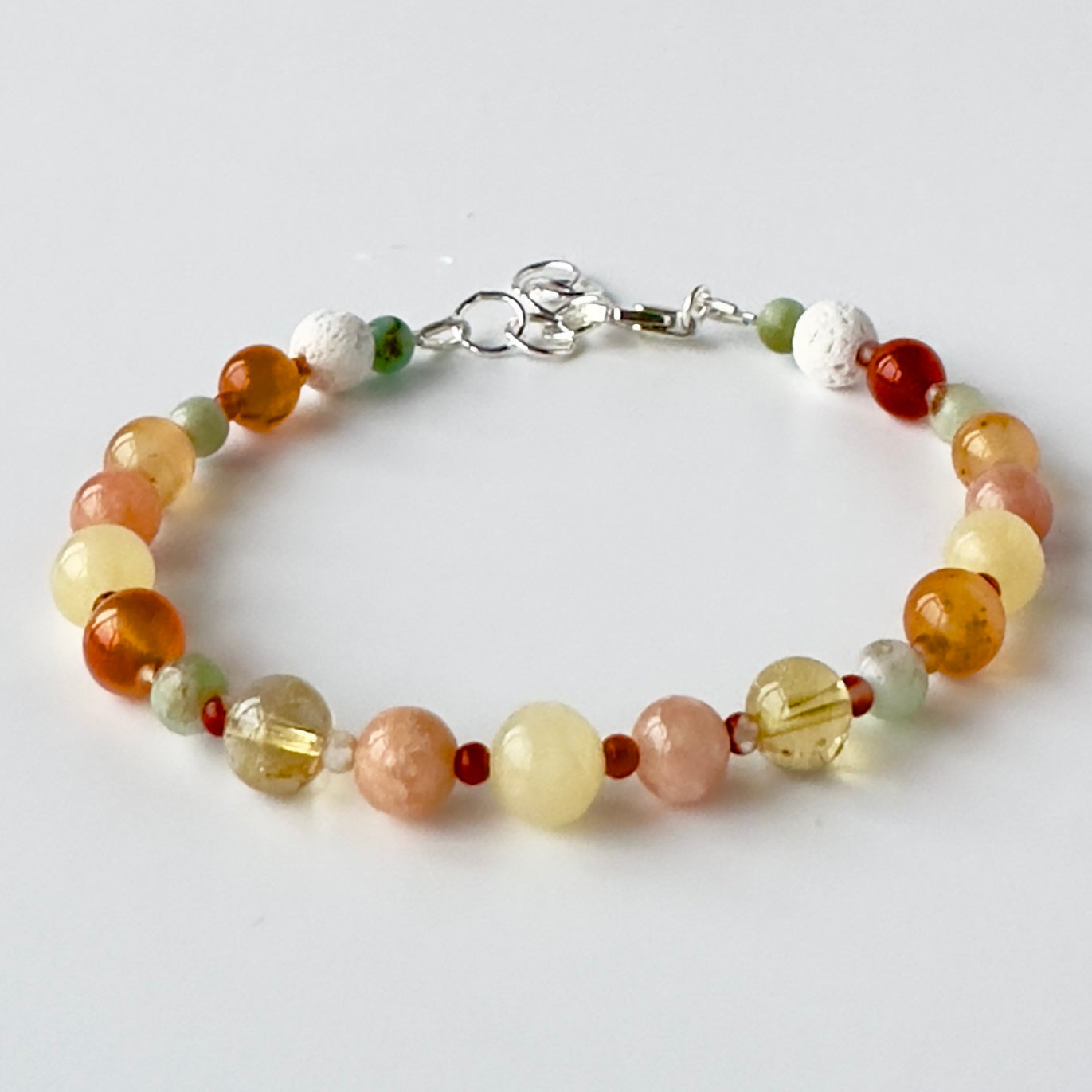 Healing Crystal & Sterling Silver Sacral Chakra bracelet with aromatherapy beads