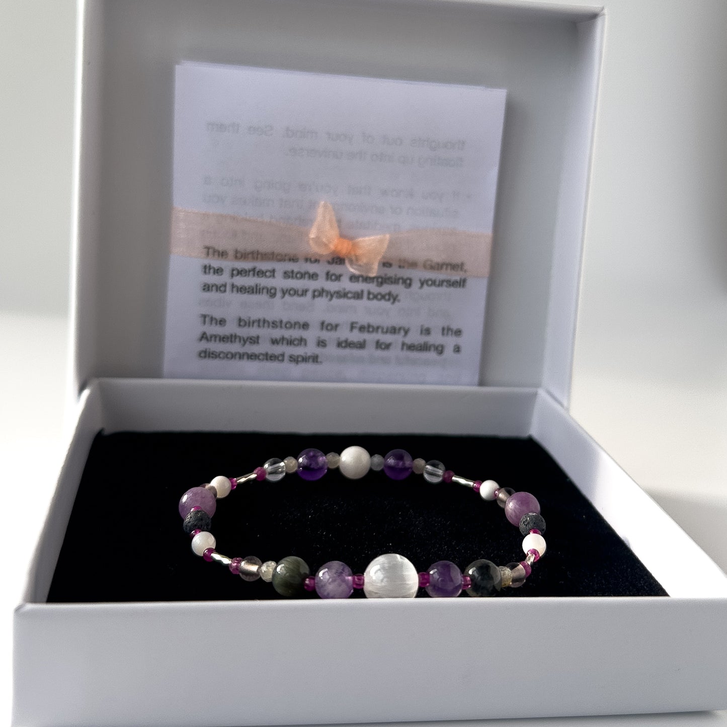 Pisces Birthstone Healing Crystal bracelet for Grief & Loss support in box