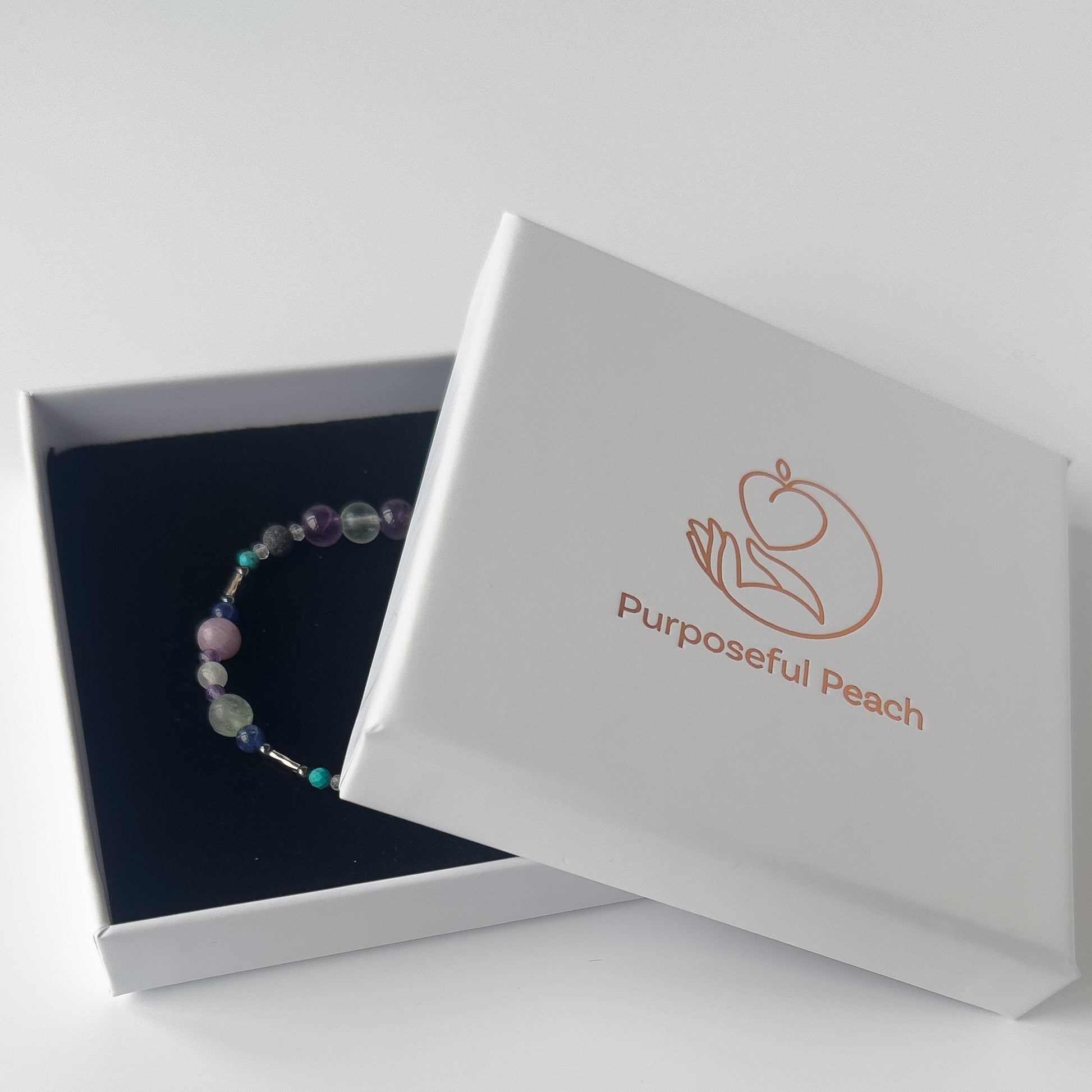 Pisces Healing Crystal bracelet for Willpower in branded Purposeful Peach box