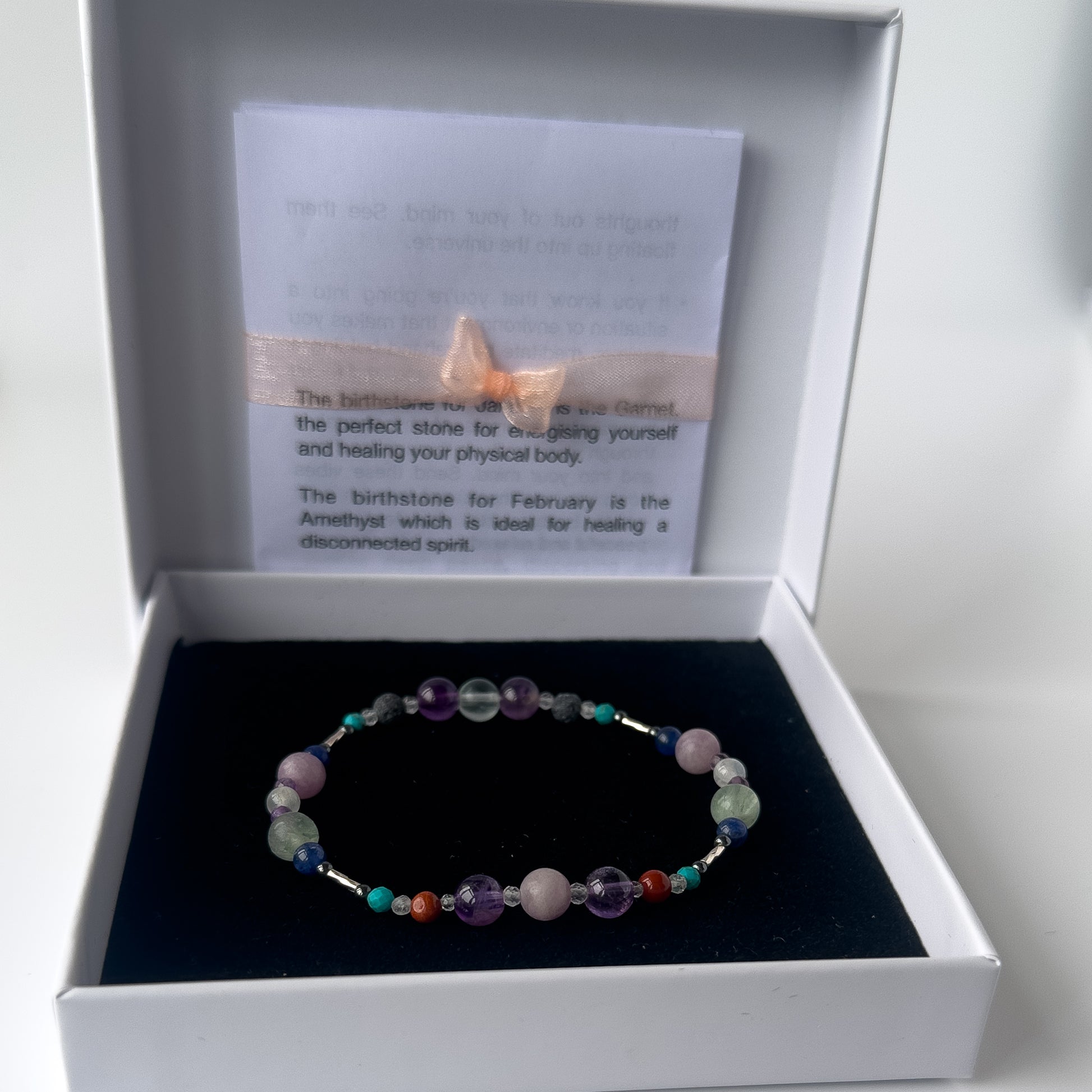 Pisces Birthstone Healing Crystal bracelet for Determination & Willpower in box