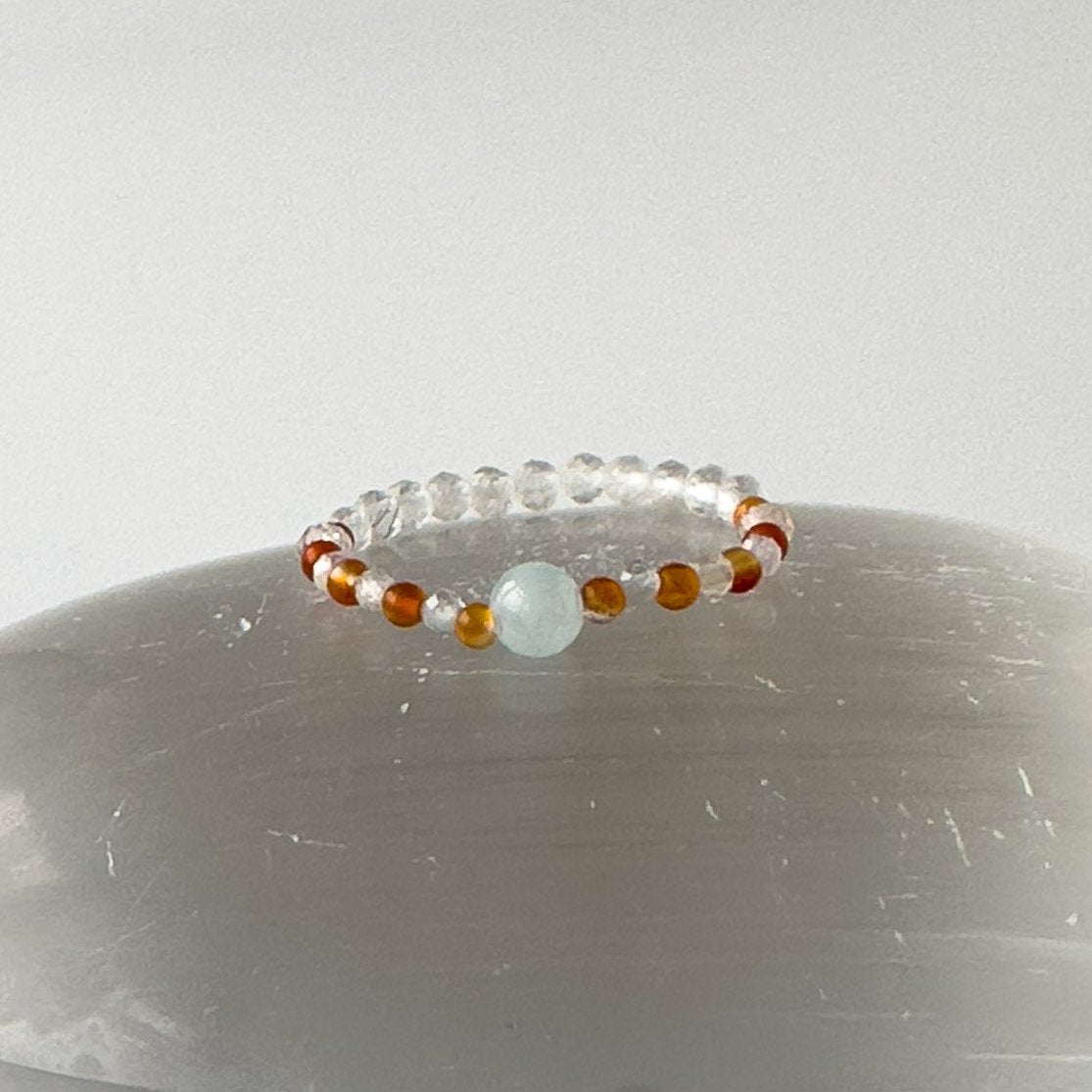 Profile view of Courage Birthstone Healing Crystal ring for Taurus or Aries