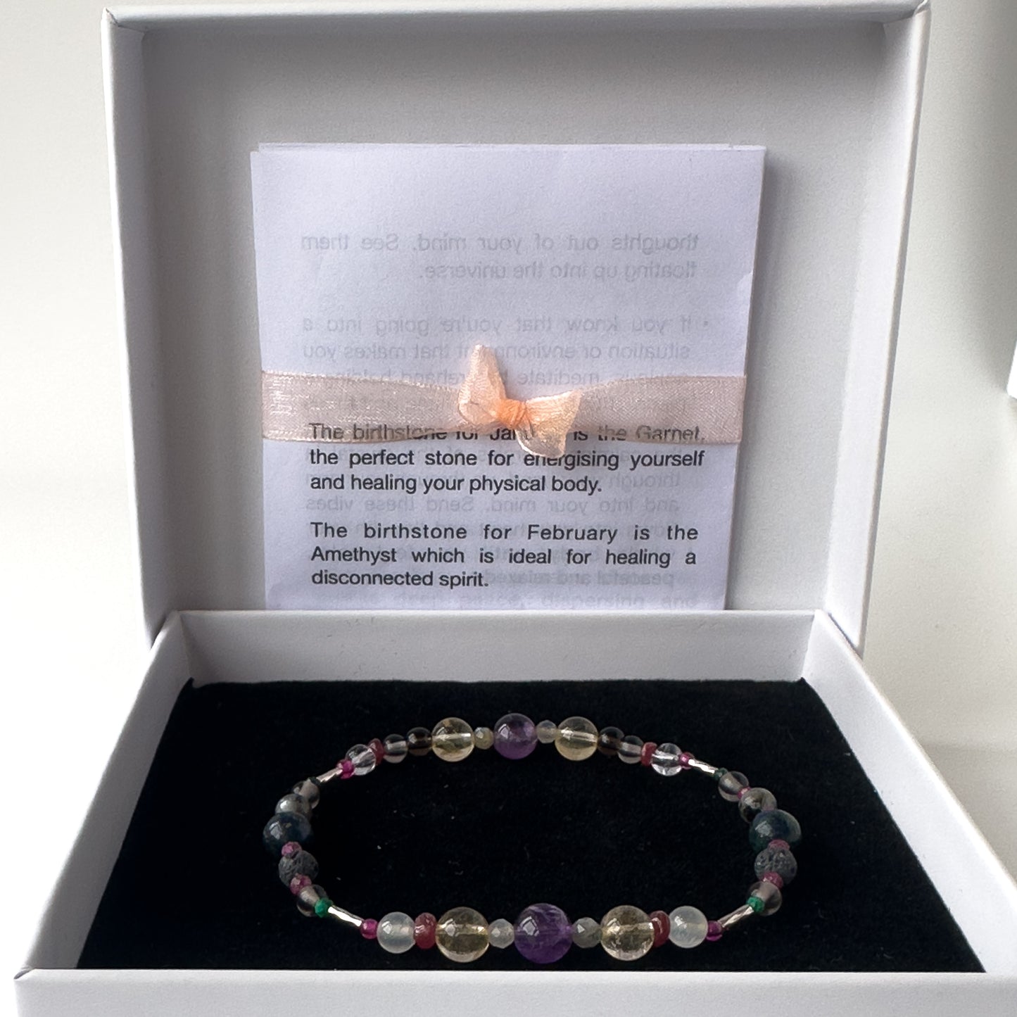 Sagittarius Birthstone Healing Crystal bracelet for Grief & Loss support in box