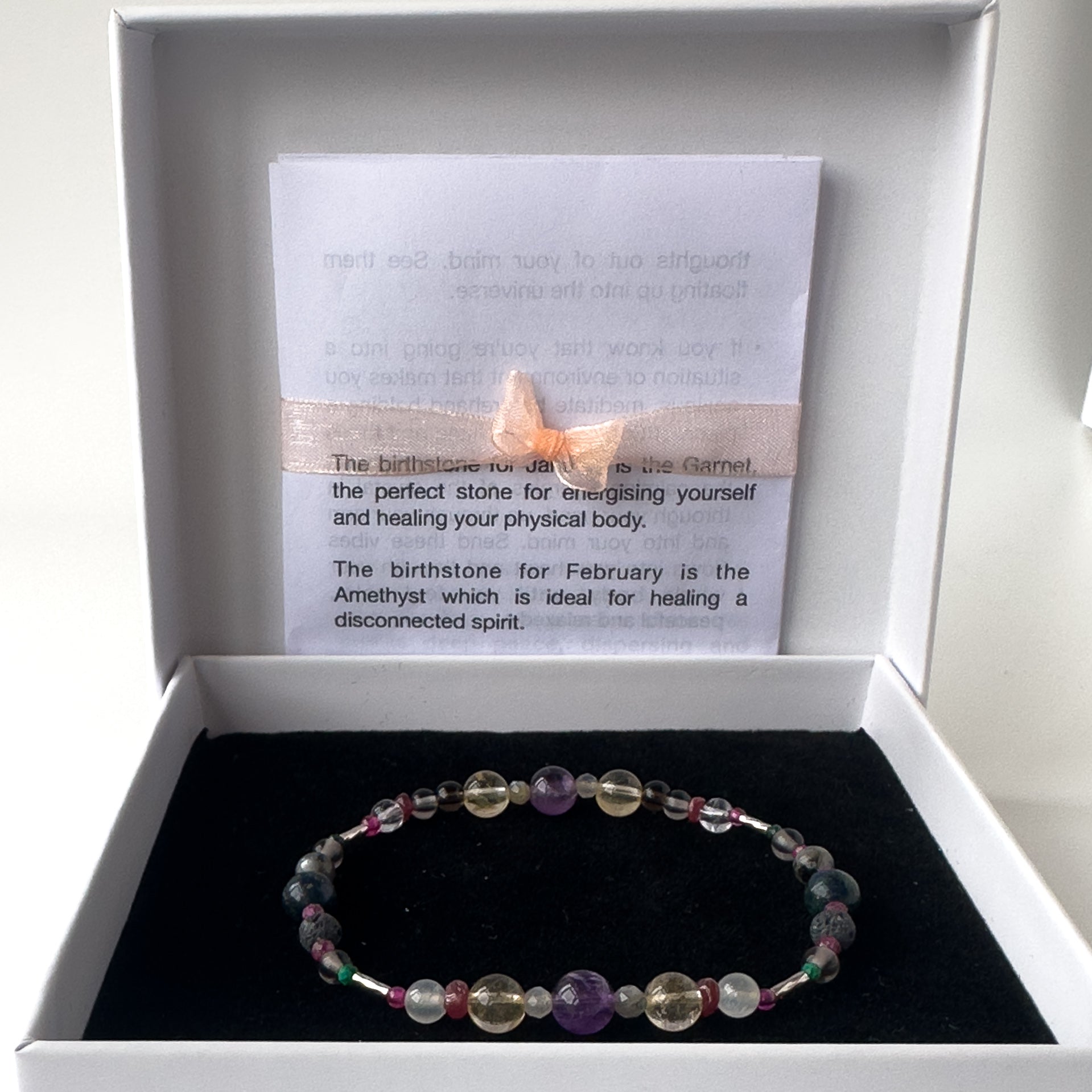 Sagittarius Birthstone Healing Crystal bracelet for Grief & Loss support in box