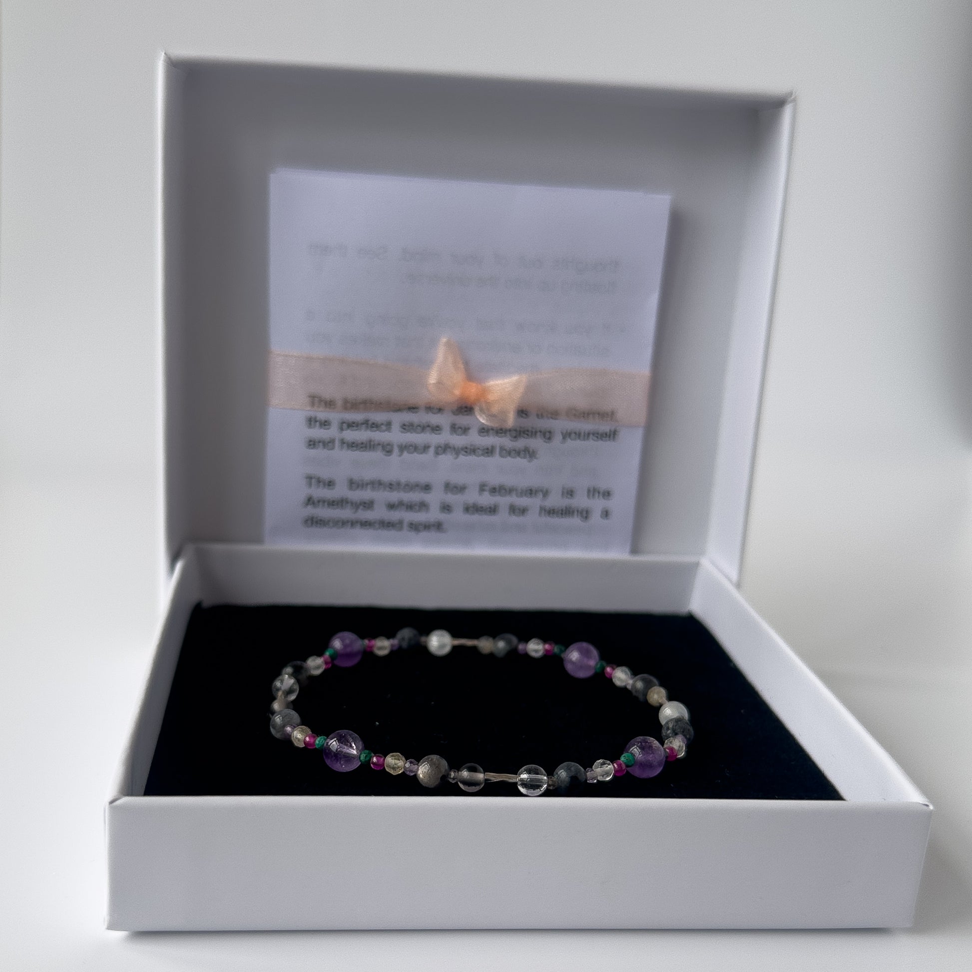 Scorpio Birthstone Healing Crystal bracelet for Grief & Loss support in box