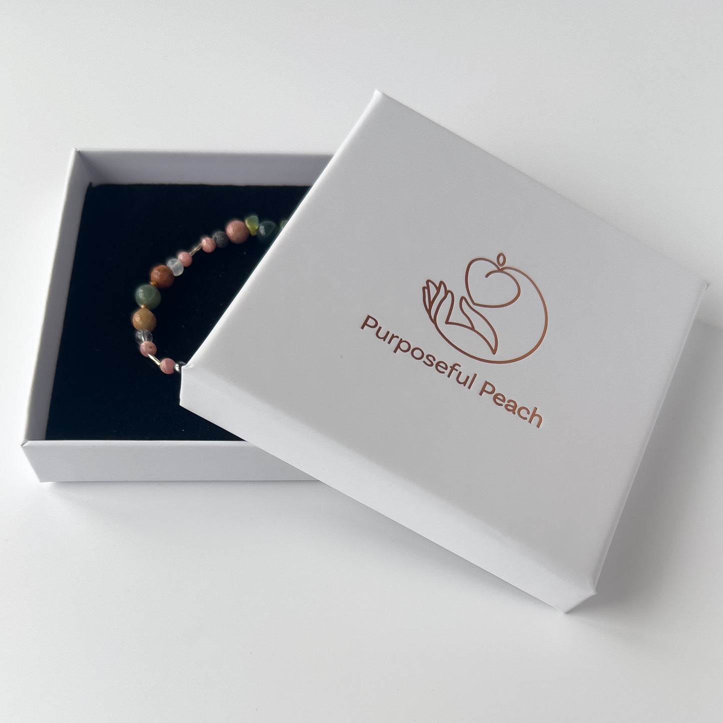 Scorpio Healing Crystal bracelet for Love in branded Purposeful Peach box