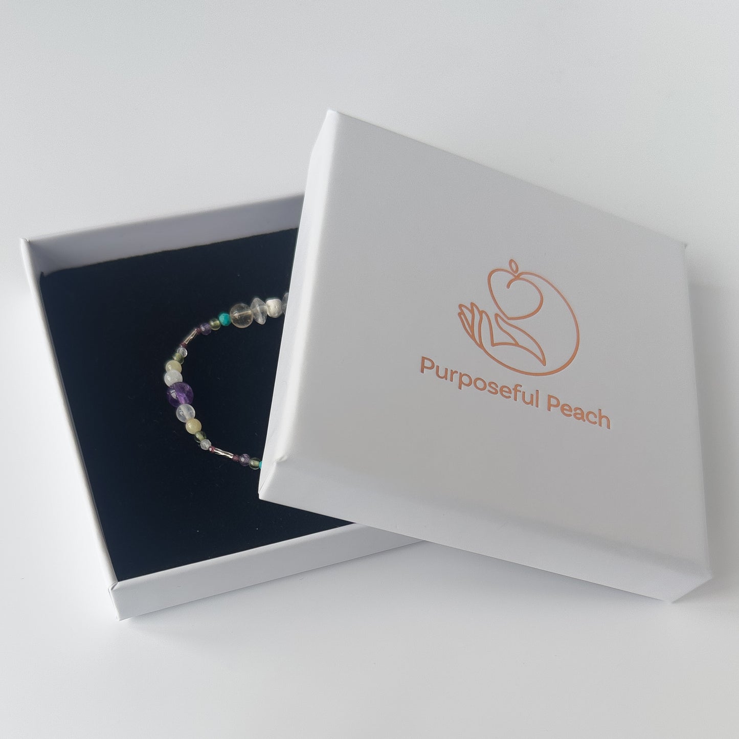 Scorpio Healing Crystal bracelet for Willpower in branded Purposeful Peach box